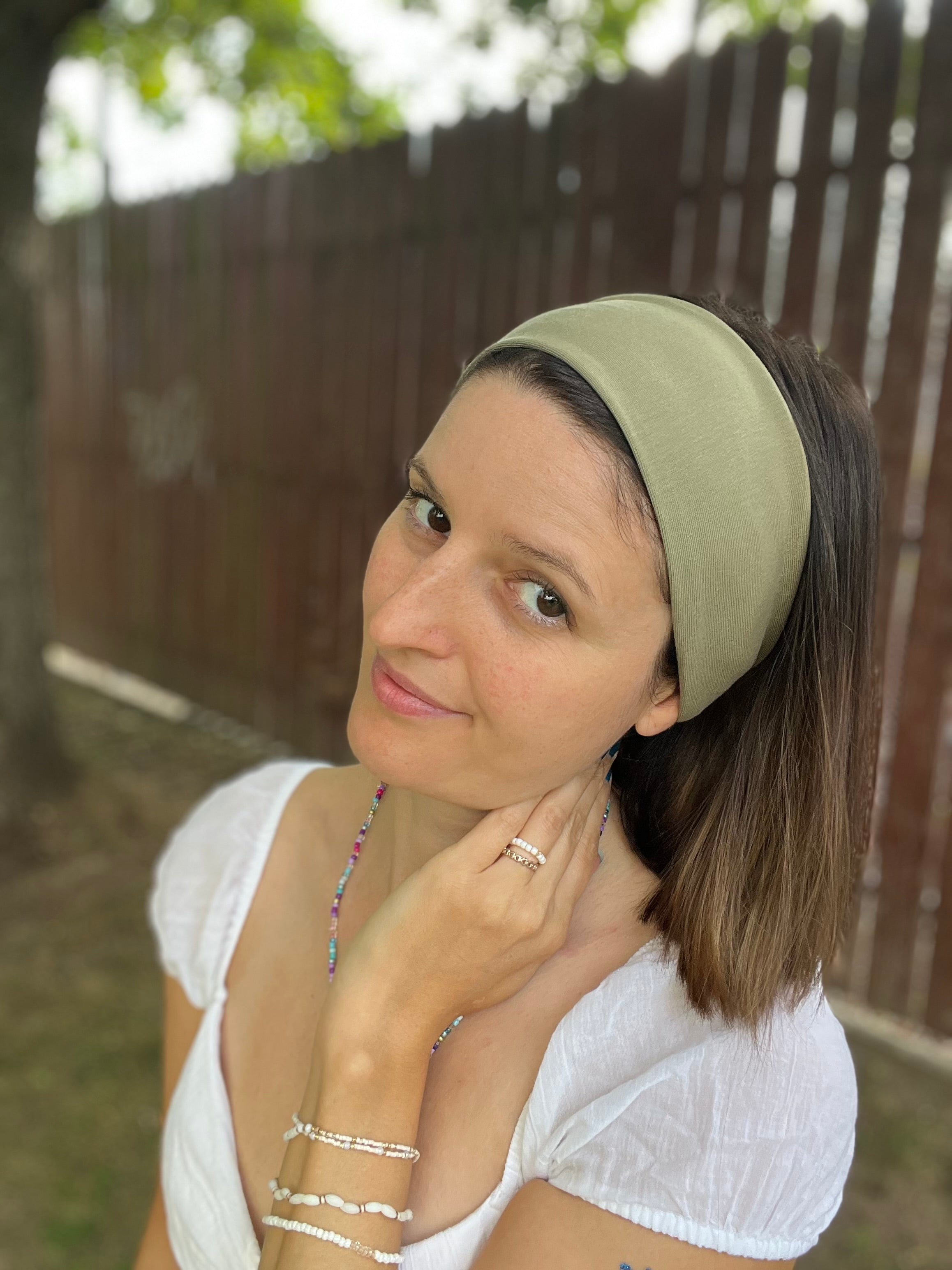 Yoga Haarband – 9cm breit, einlagig, nahtlose Seitenkanten, Baumwolljersey (Uni & Muster)