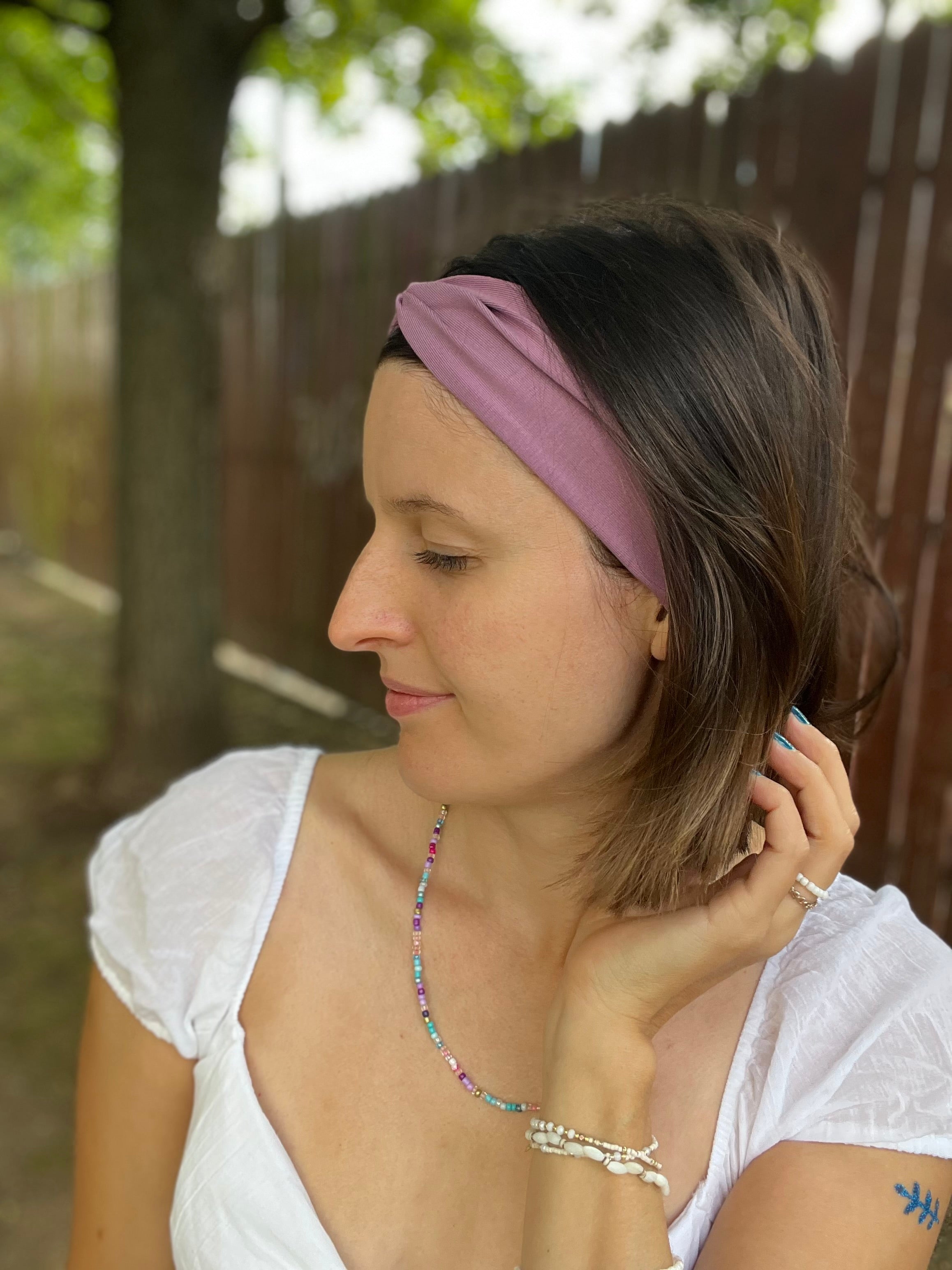 Bandeau Haarband – 9cm breit, einlagig, nahtlose Seitenkanten, Baumwolljersey (Uni & Muster)