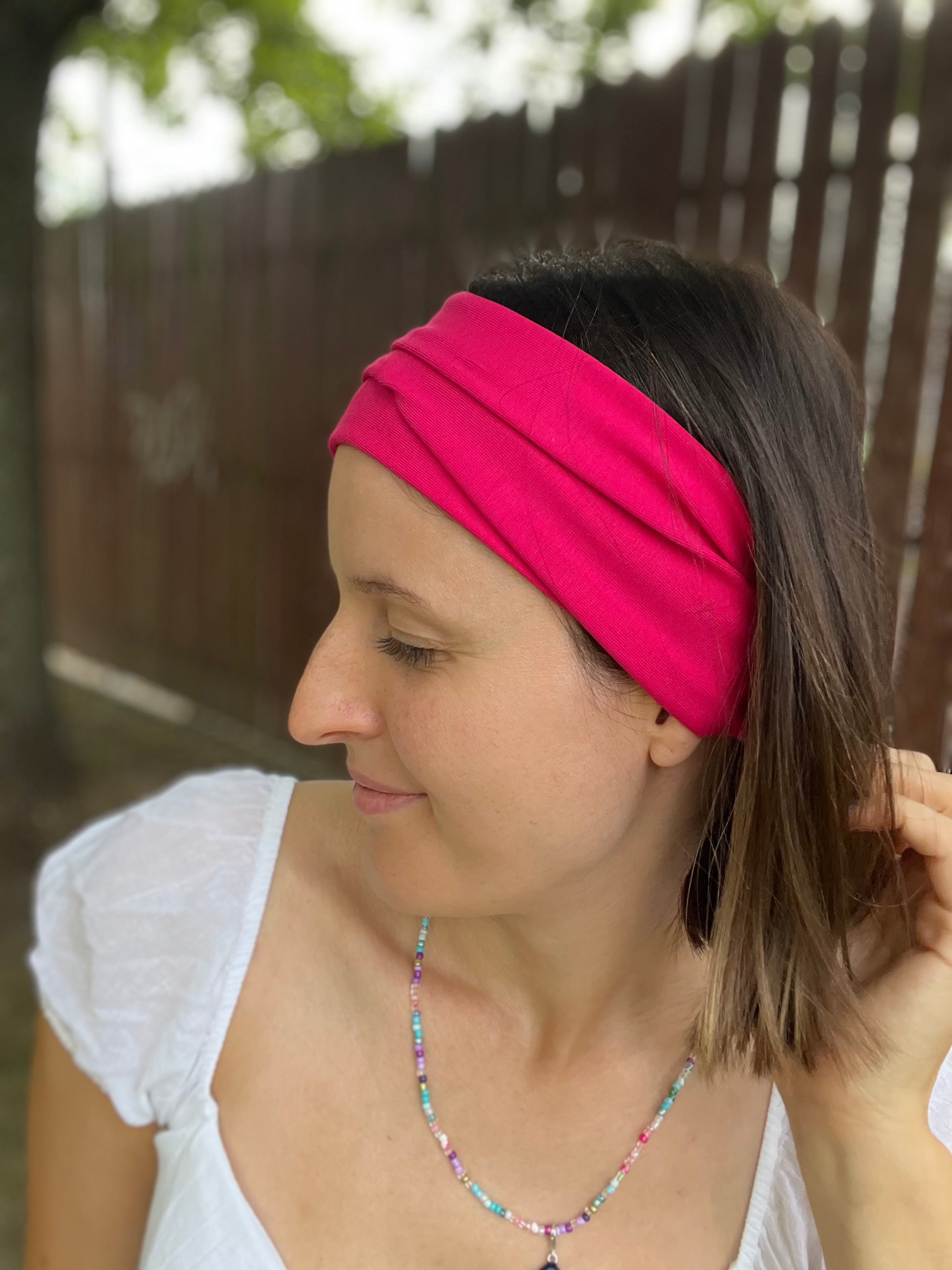 Yoga Haarband – 16 cm breit, einlagig, nahtlose Seitenkanten, Baumwolljersey (Uni & Muster)