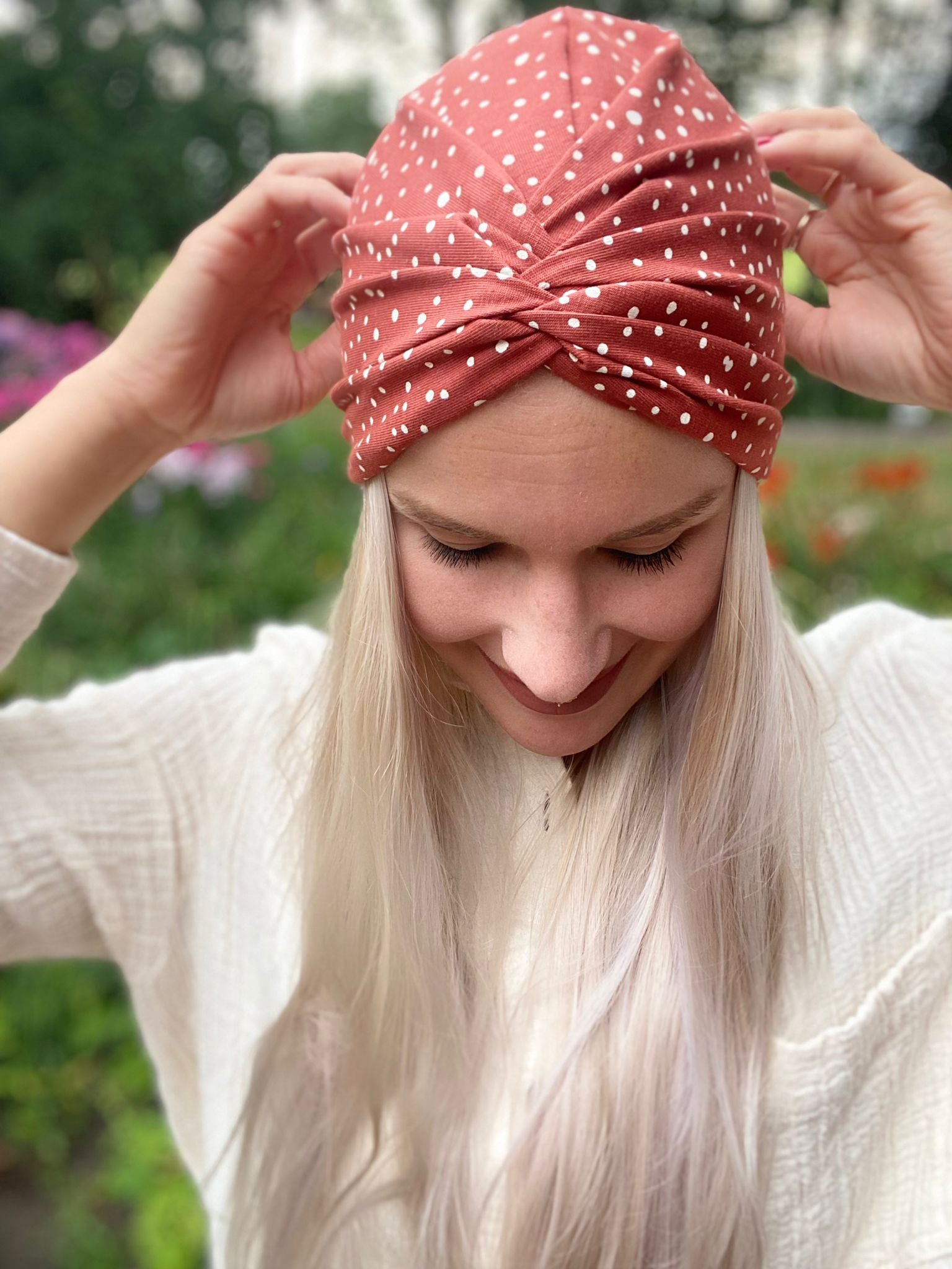 Twist-Turban-Mütze Baumwolljersey – flexibel & bequem, Chemo geeignet