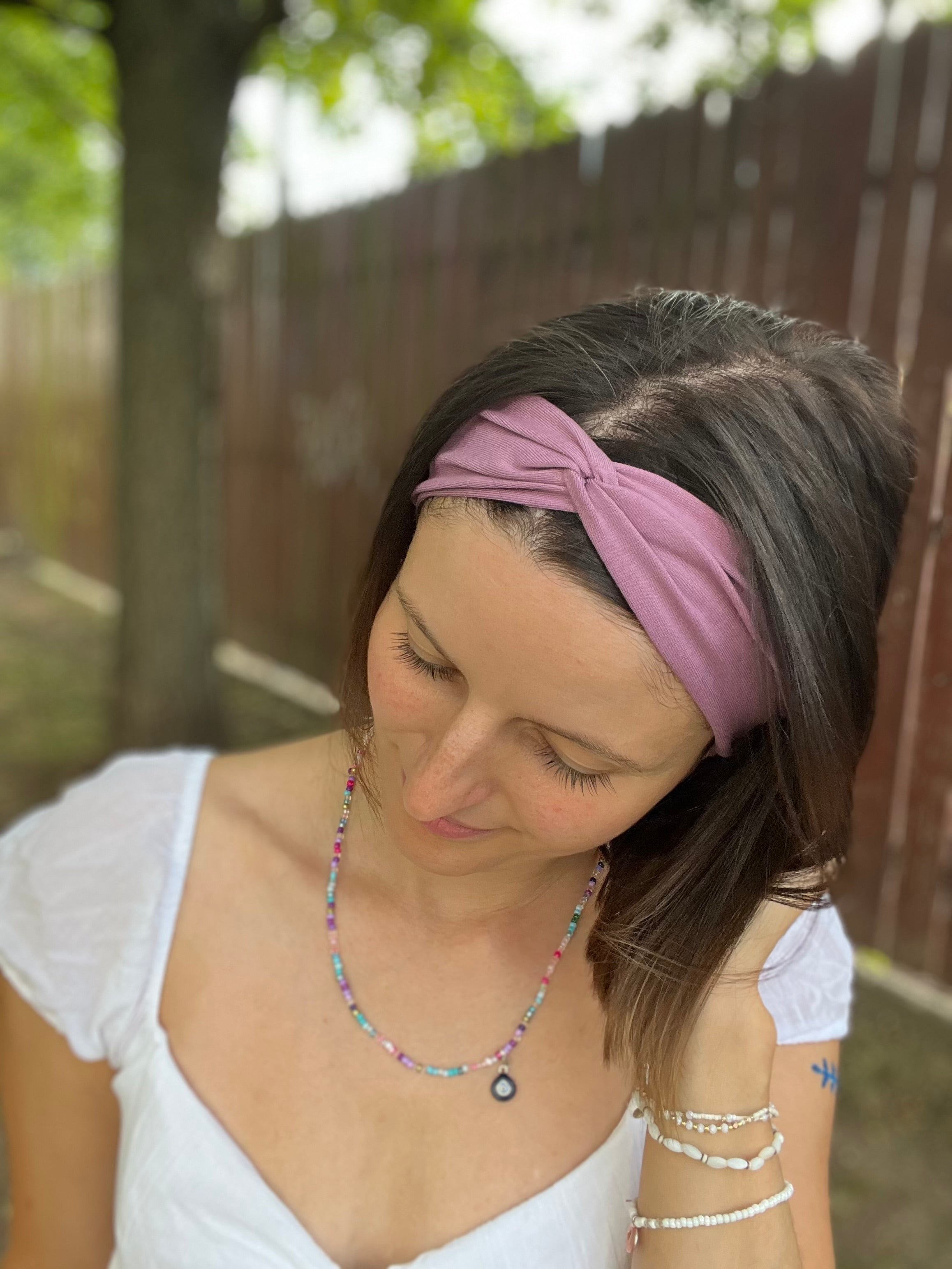 Bandeau Haarband – 9cm breit, einlagig, nahtlose Seitenkanten, Baumwolljersey (Uni & Muster)