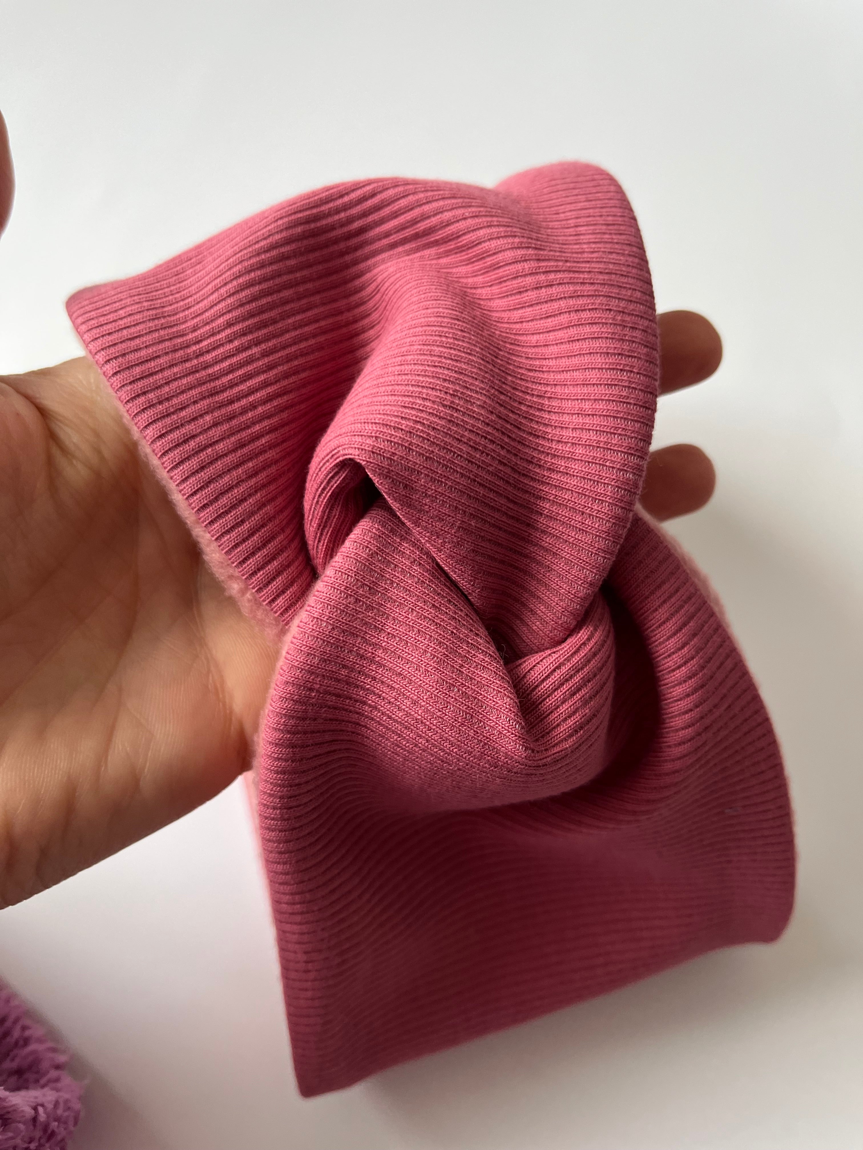 Mini-Auflage Winterstirnband – Himbeere & Altrosa Fleece, weich & handgefertigt