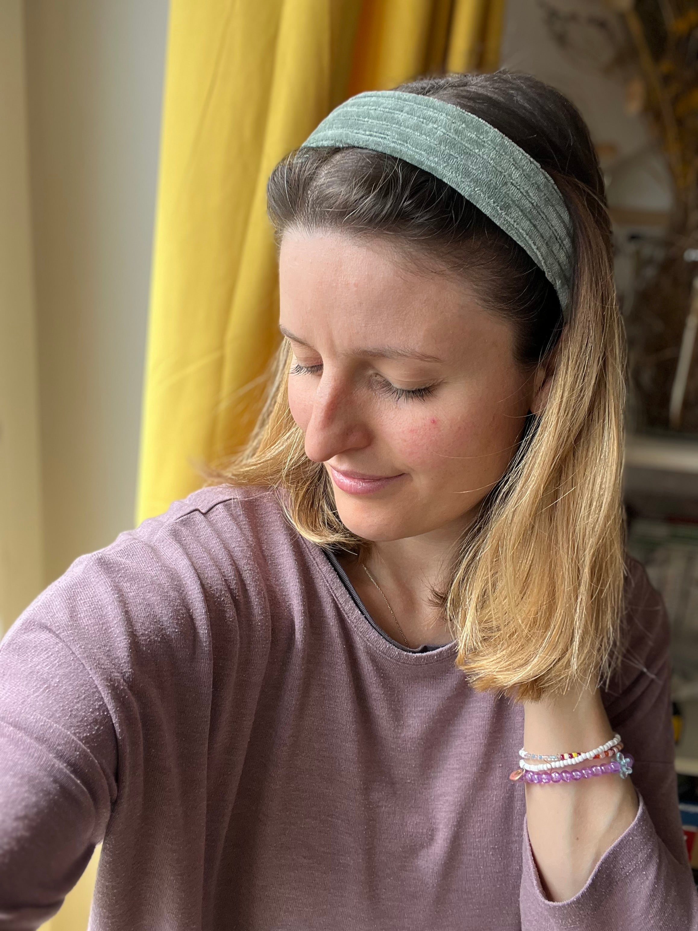 Cord Haarreifen Khaki gerade