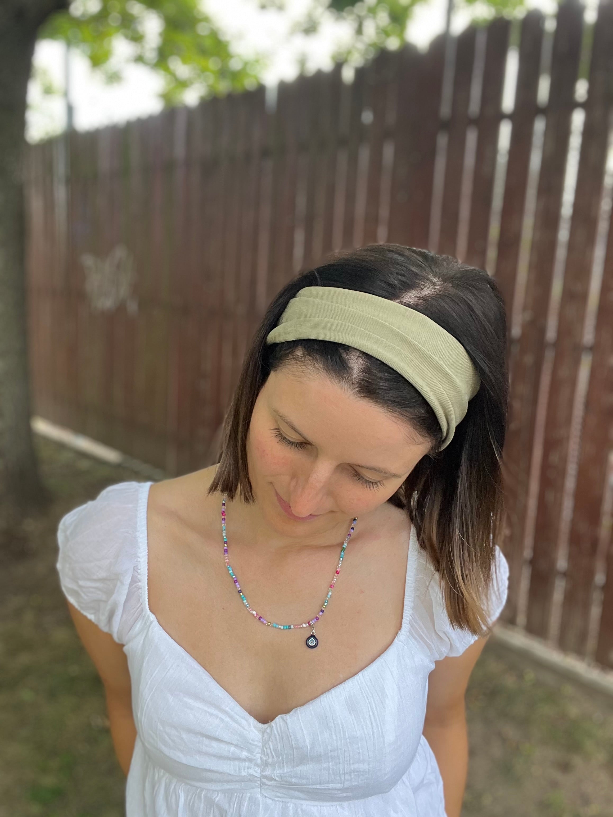 Yoga Haarband – 9cm breit, einlagig, nahtlose Seitenkanten, Baumwolljersey (Uni & Muster)