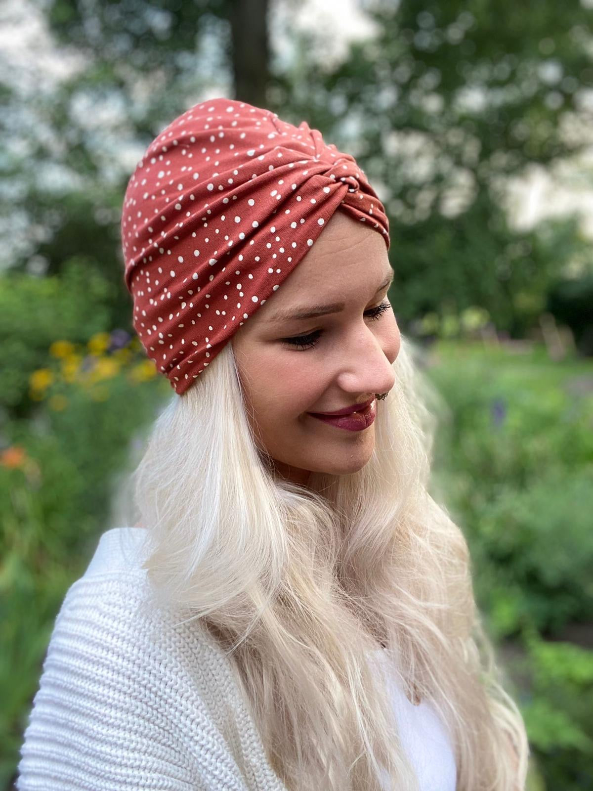 Twist-Turban-Mütze Baumwolljersey – flexibel & bequem, Chemo geeignet