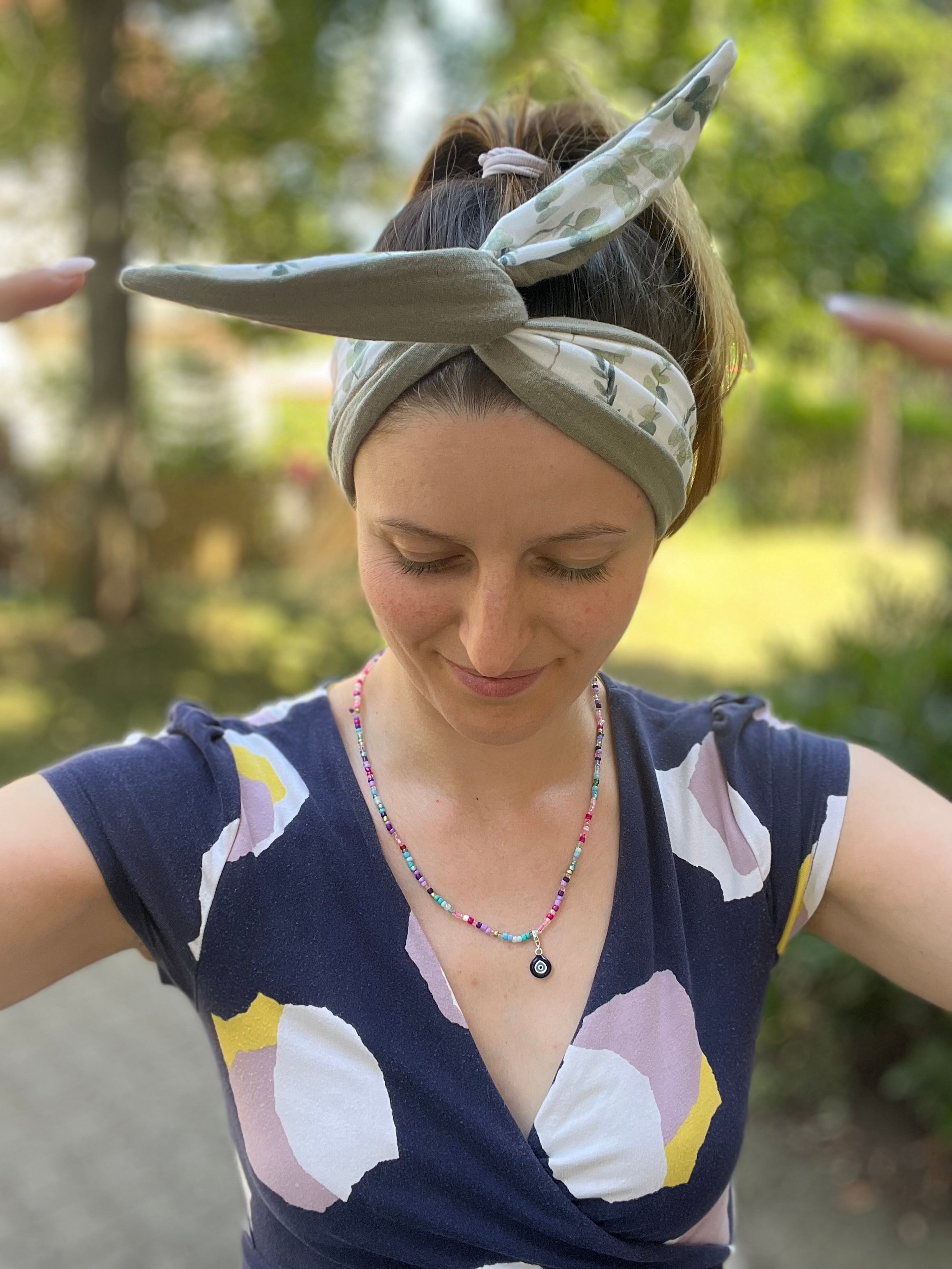 2-farbig breites Drahthaarband aus Musselin