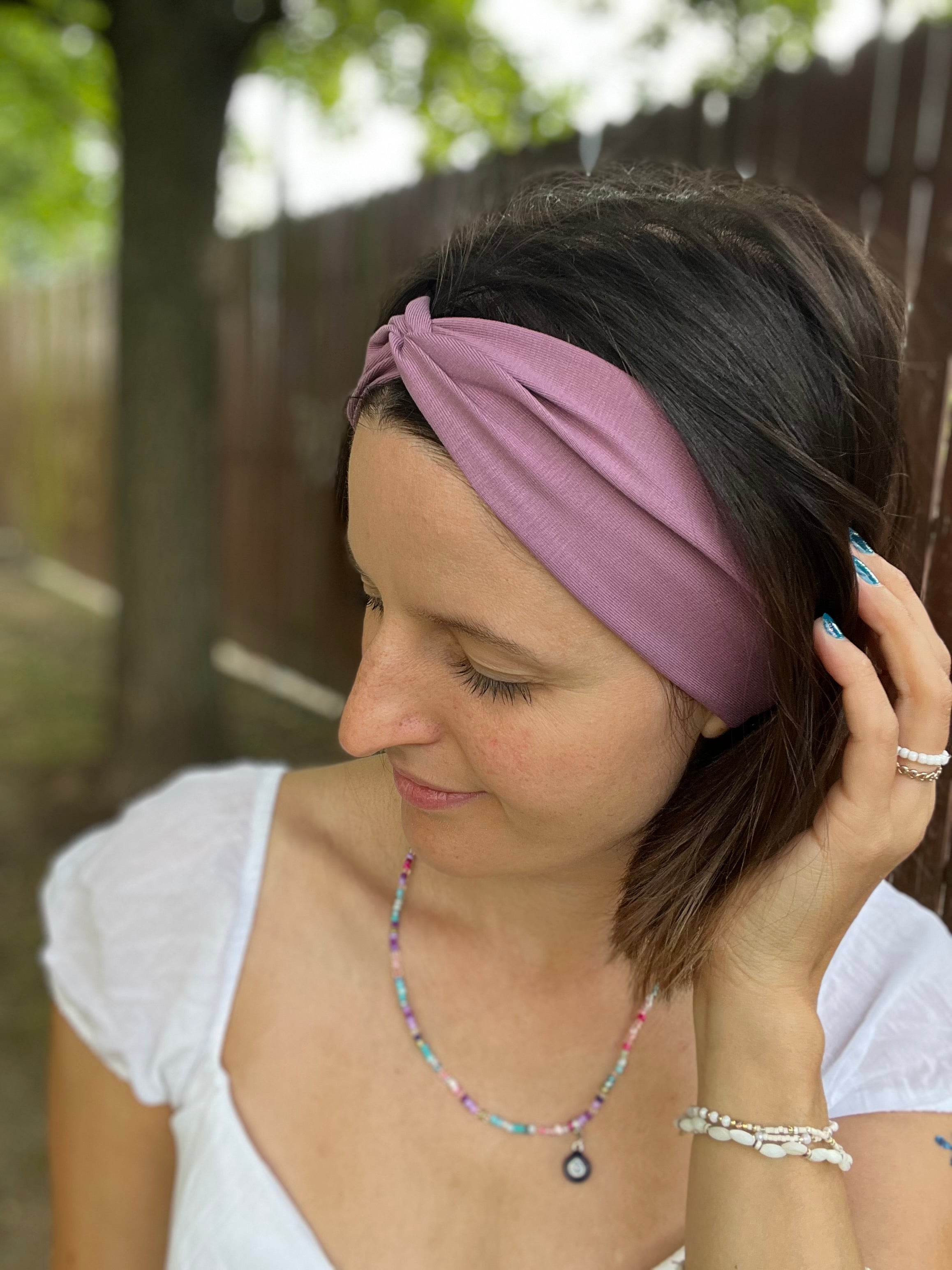 Bandeau Haarband – 9cm breit, einlagig, nahtlose Seitenkanten, Baumwolljersey (Uni & Muster)