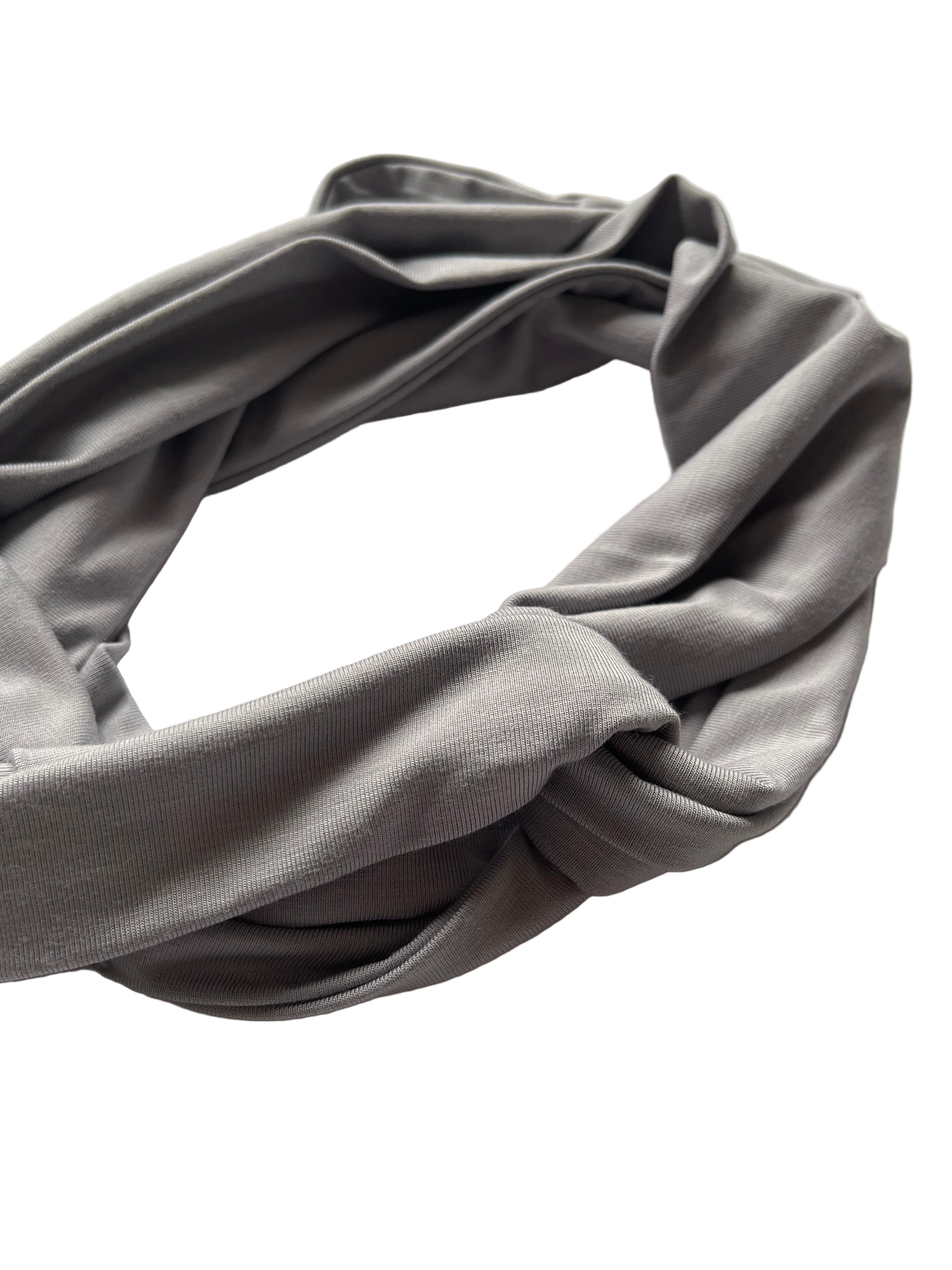 Bambus Bindehaarband Grau – handgefertigt, 96% Bambus, 4% Elasthan – weich & dehnbar Haarband