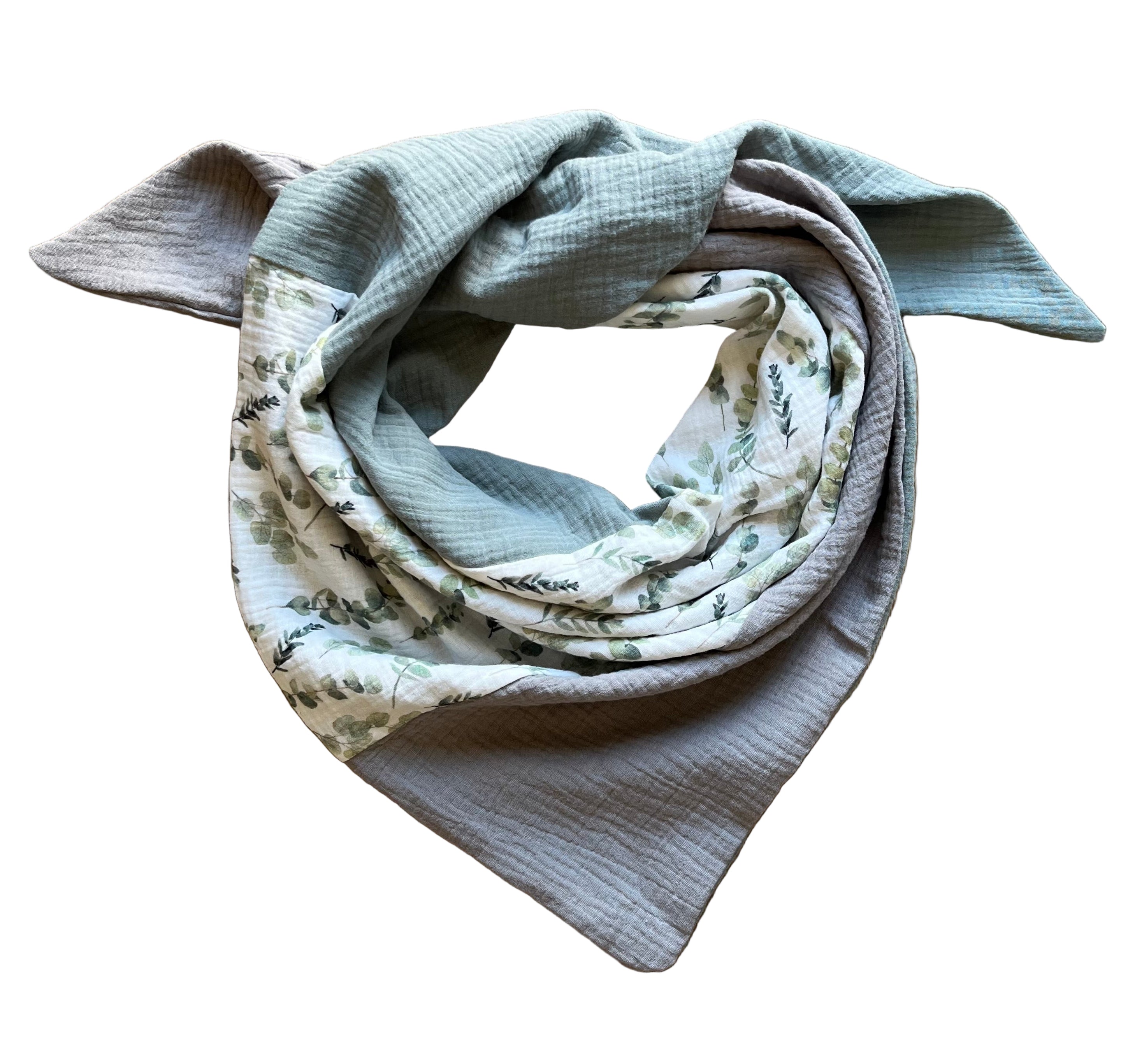 Musselin Halstuch Eukalyptus – handgefertigt aus 100% Baumwolle – weiches Halstuch Accessoire