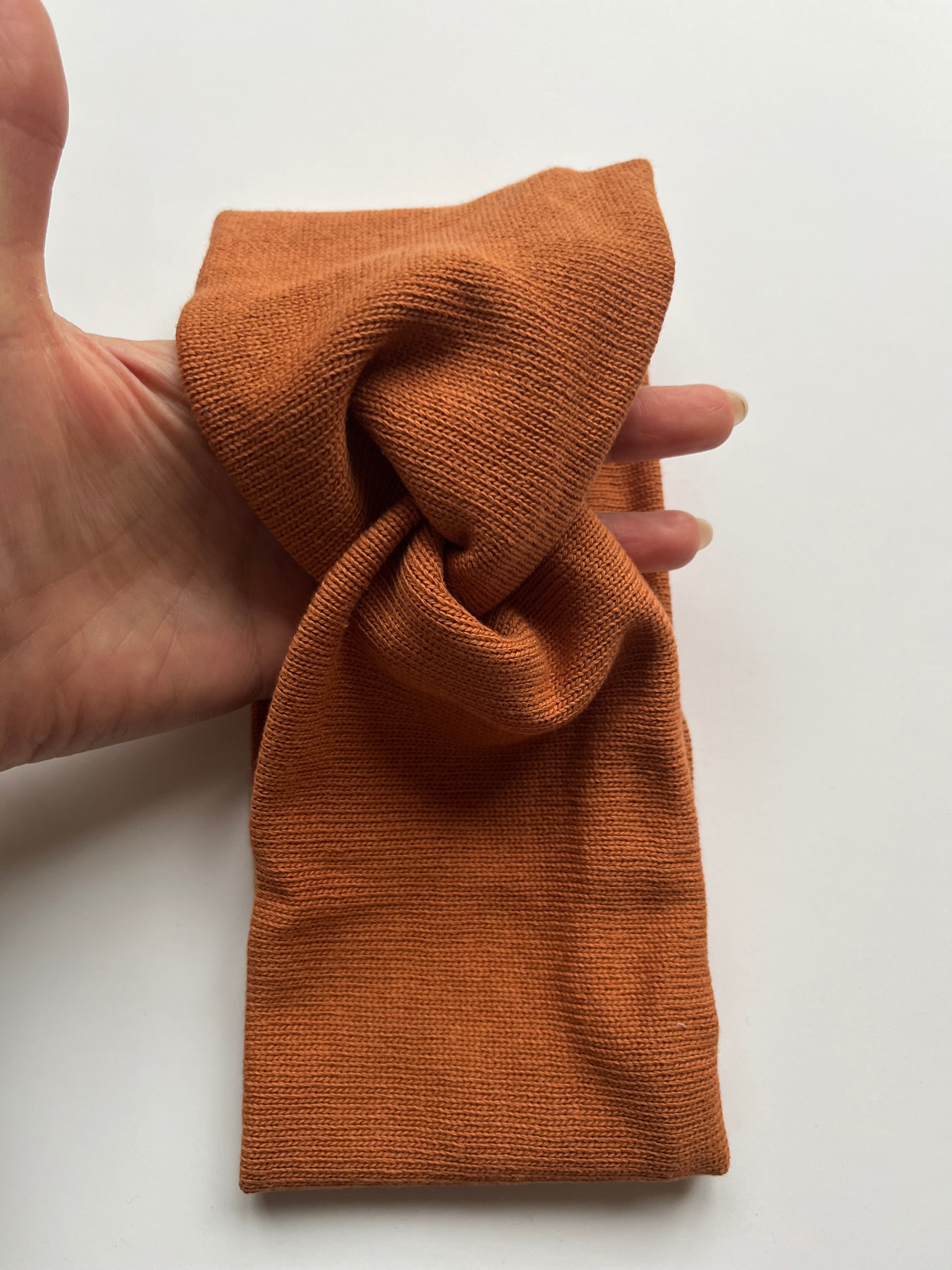 Strick Haarband aus Baumwolle in Zimt