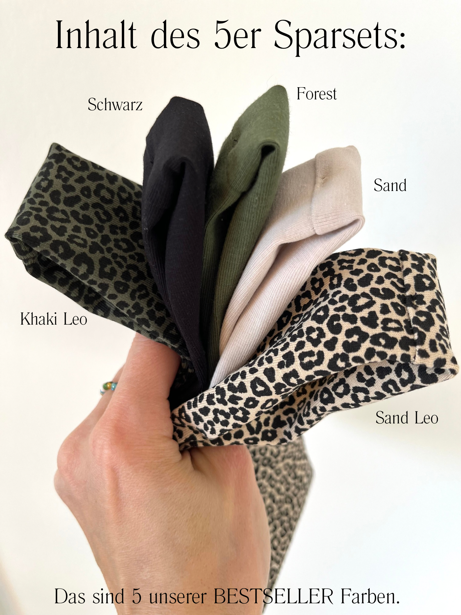 5er Set Leo Haarband Yoga-Style – sportlich & rutschfest