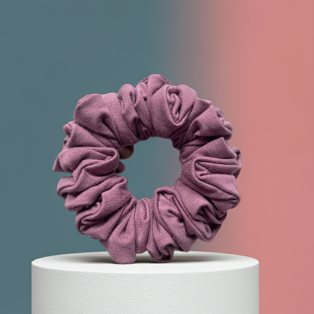 Bambus Scrunchie Altflieder – handgefertigt, weich & dehnbar