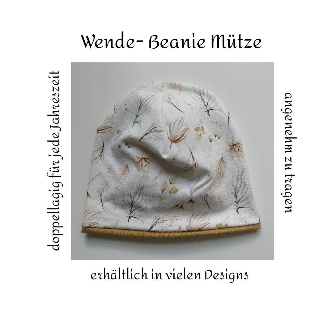 Wende-Beanie-Mütze Baumwolljersey – vielseitig & weich