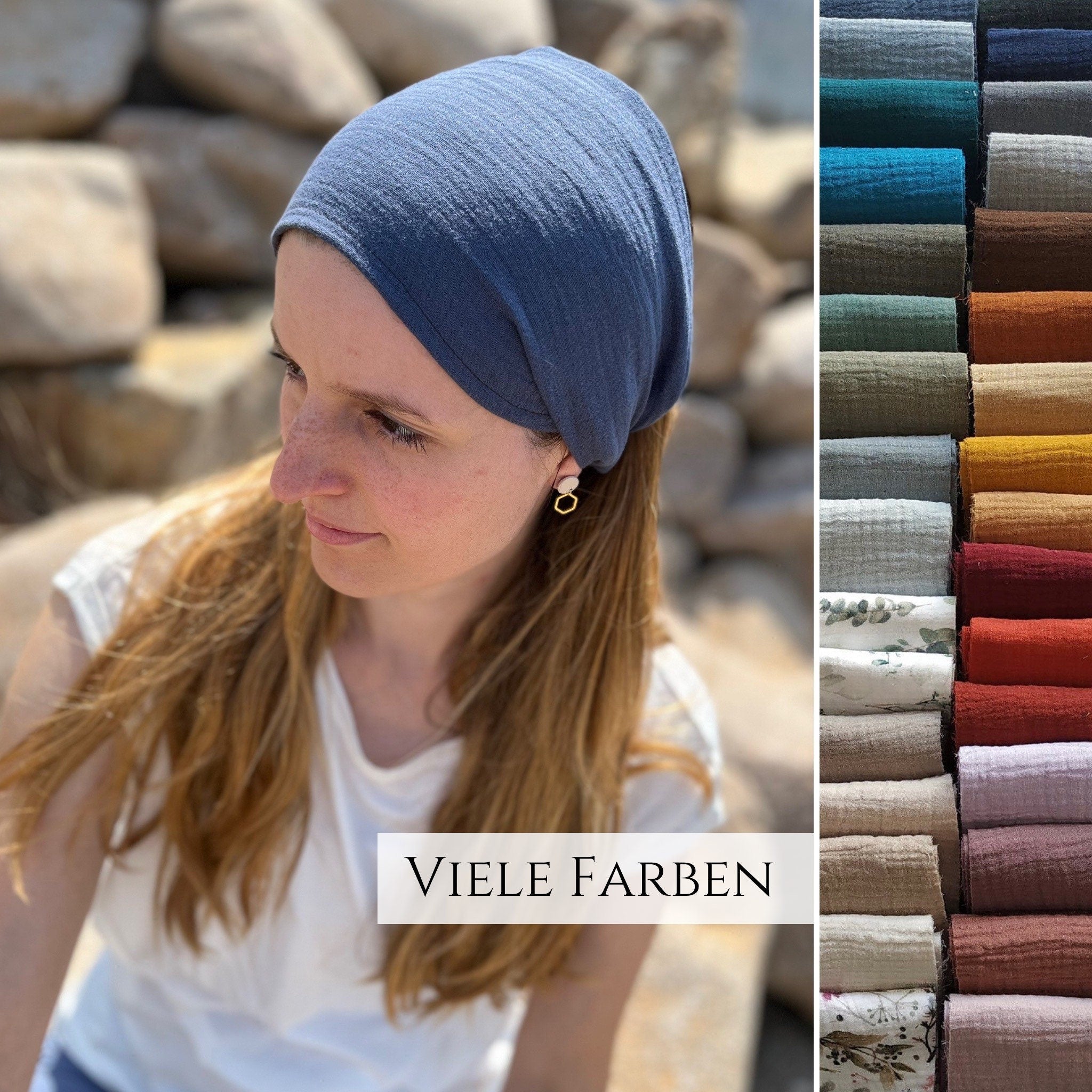 Musselin Kopftuch Bandana - gesäumt