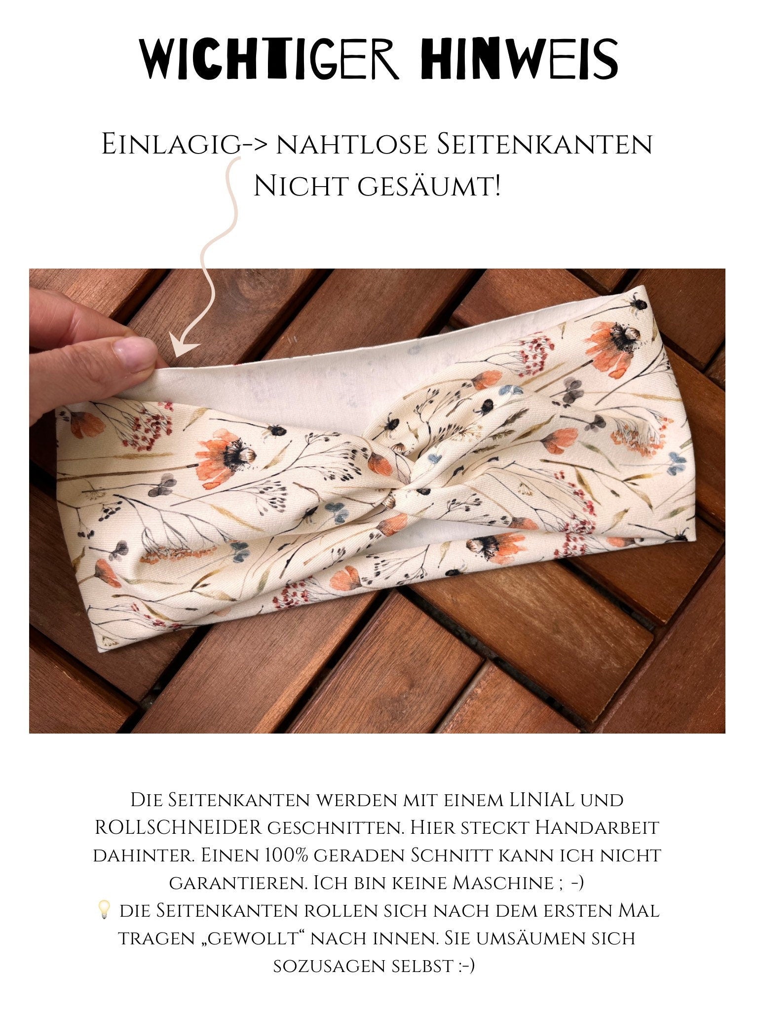 Bandeau Haarband 12 cm – einlagig, nahtlose Seitenkanten, Uni & Muster, Unisex 🌸✨