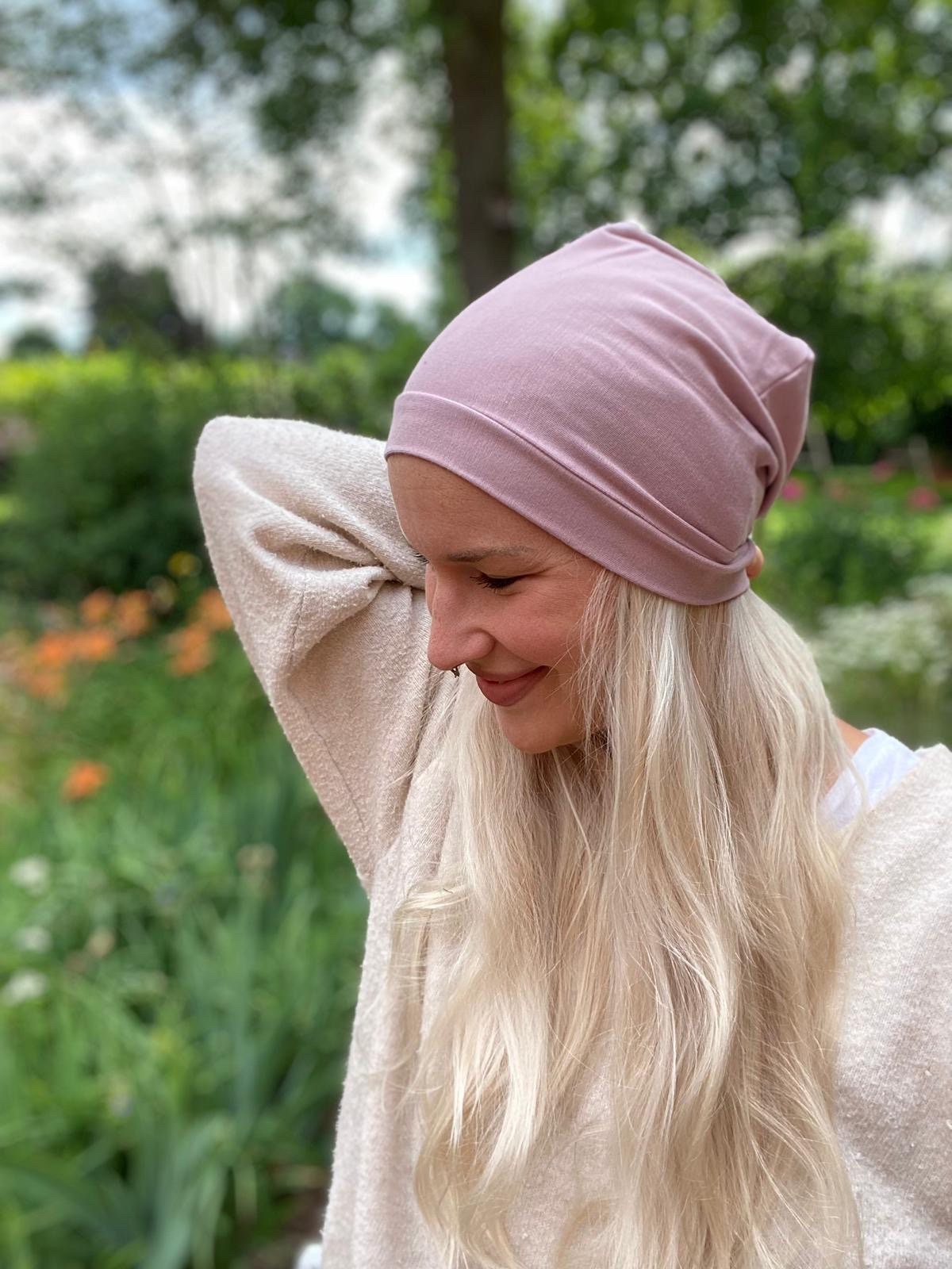 Bambus Mütze Slouchy mit Kopfbündchen – sanft & komfortabel, Chemo geeignet