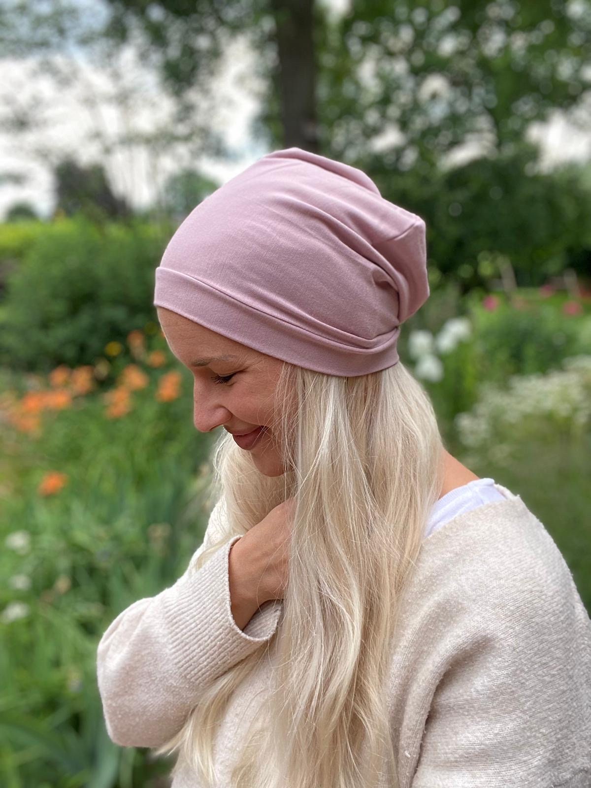 Bambus Mütze Slouchy mit Kopfbündchen – sanft & komfortabel, Chemo geeignet
