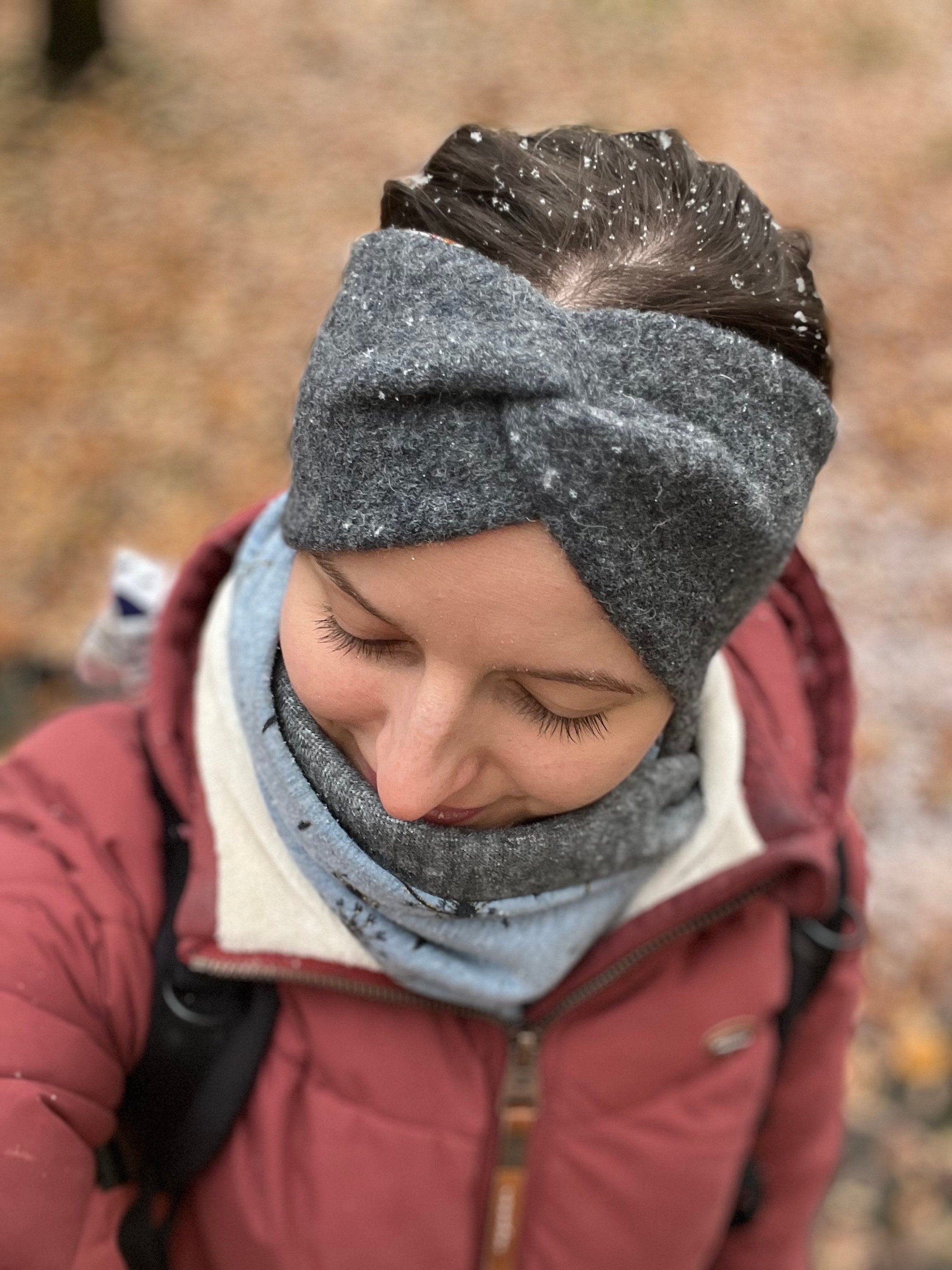 2-farbiges Wollwalk Stirnband