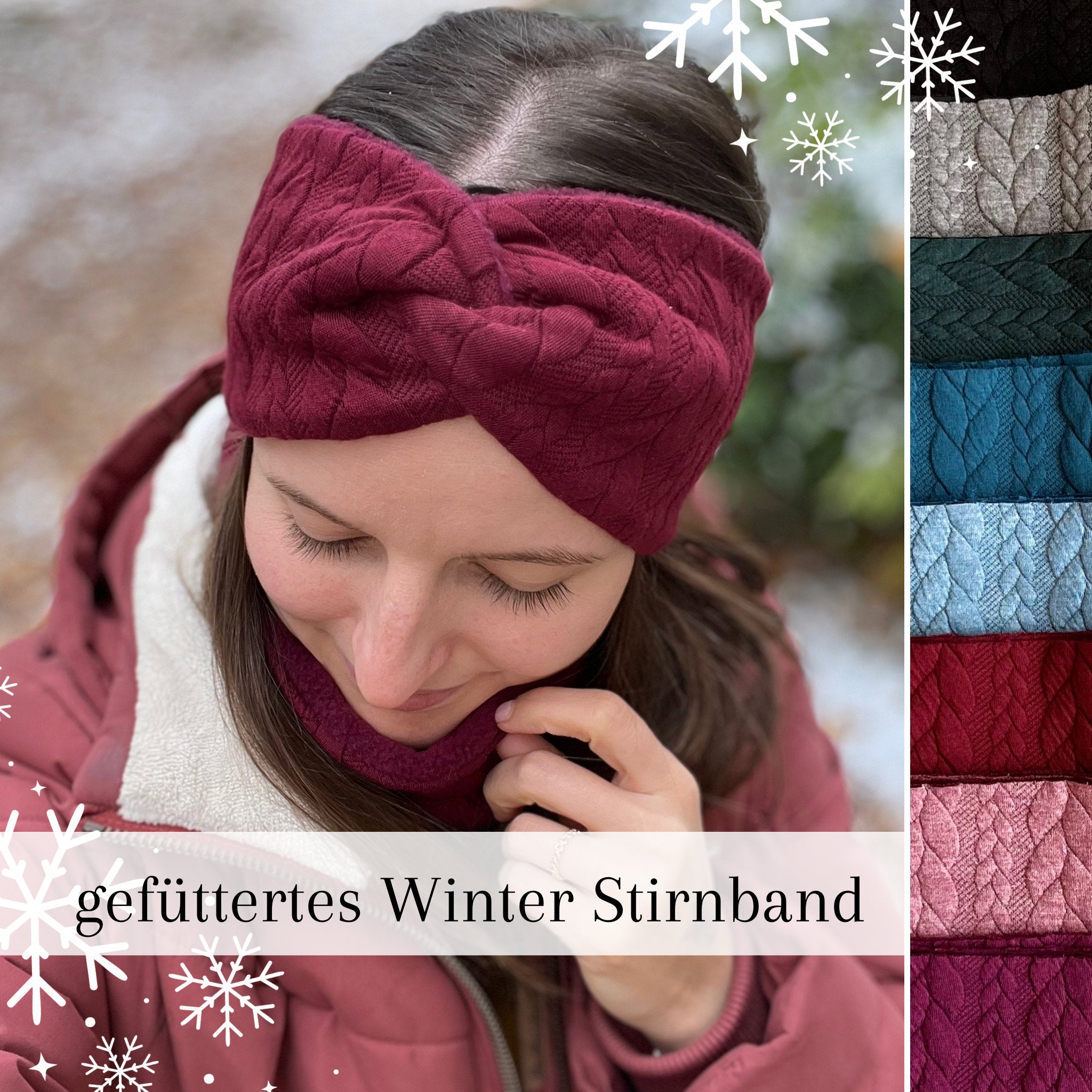 Zopfstrick Haarband & Loop gefüttert