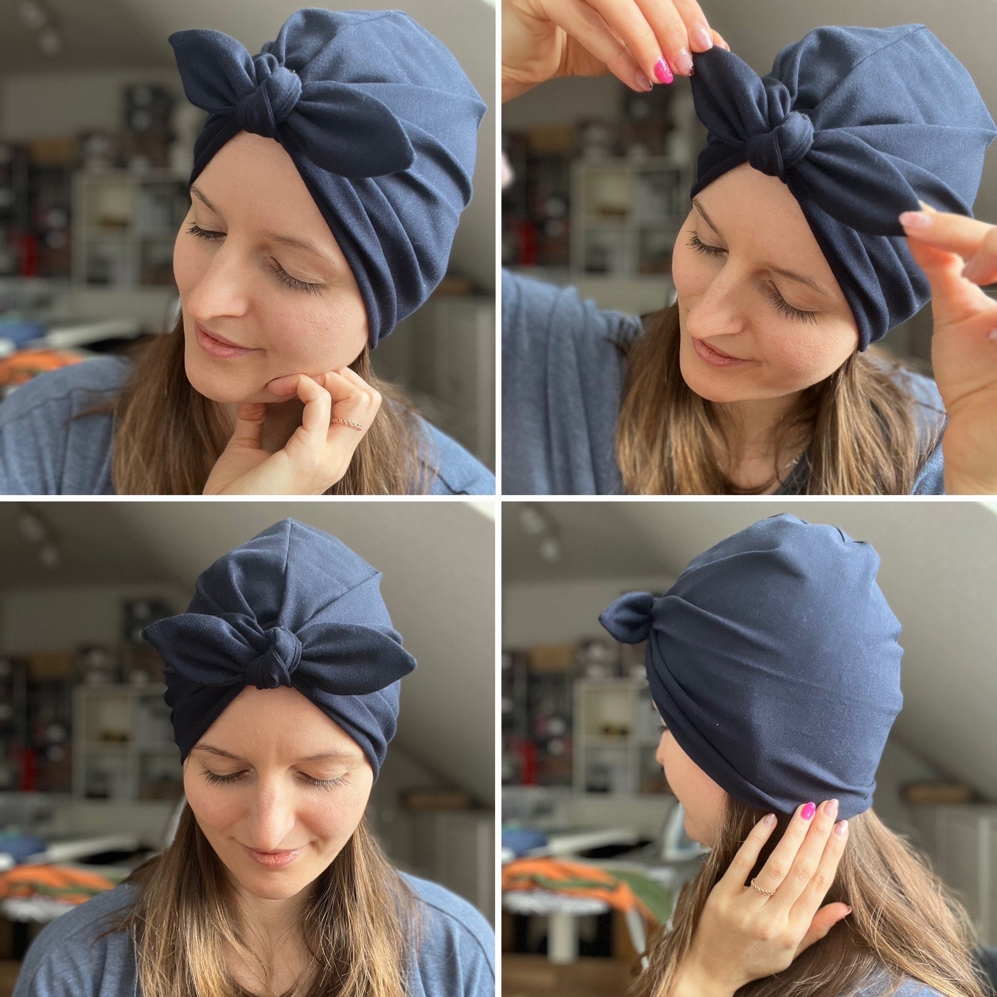 Turban mit Schleife – stylisch & bequem - Chemo geeignet