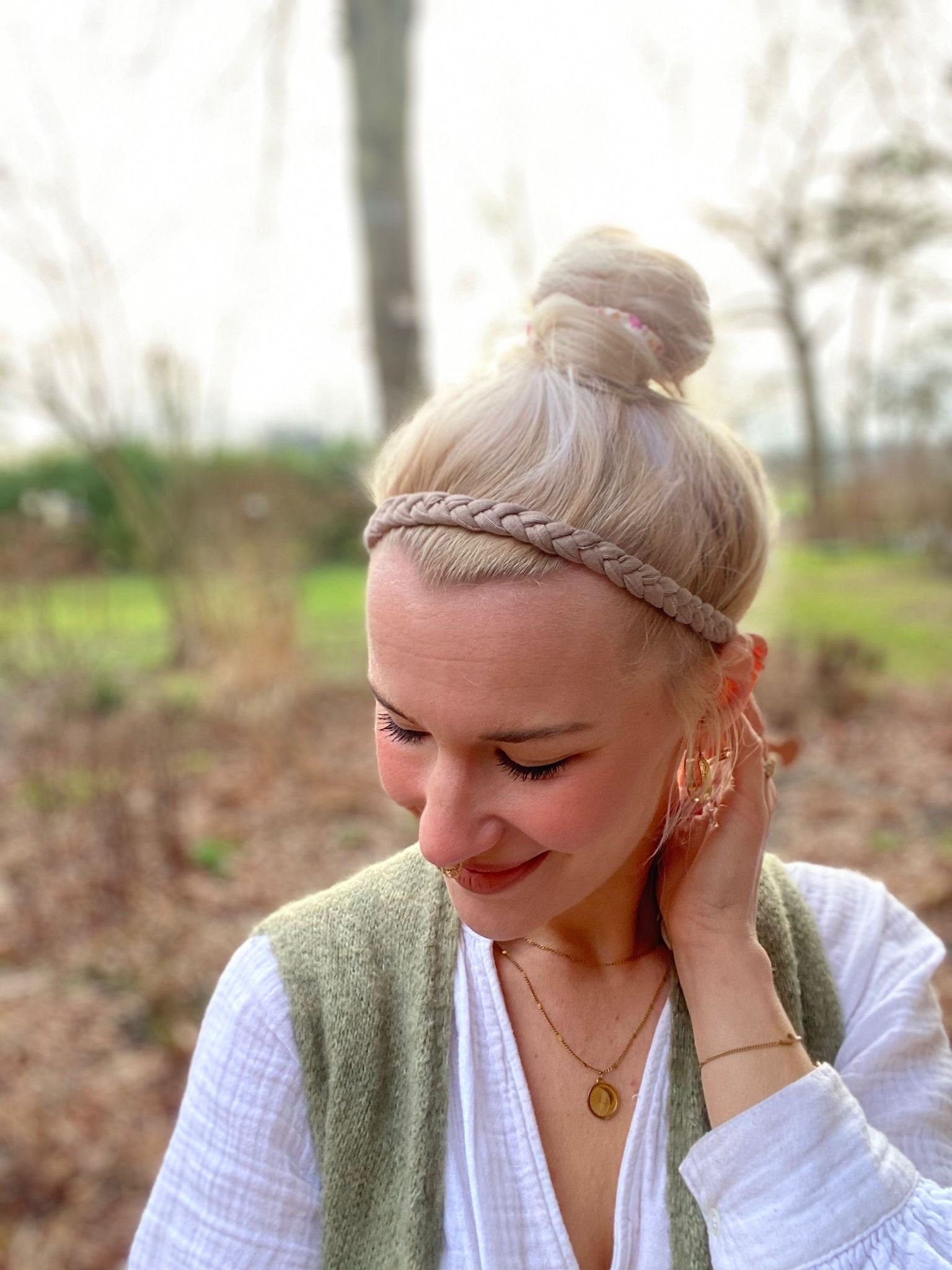 Bambus Haarband geflochten – weich & dehnbar