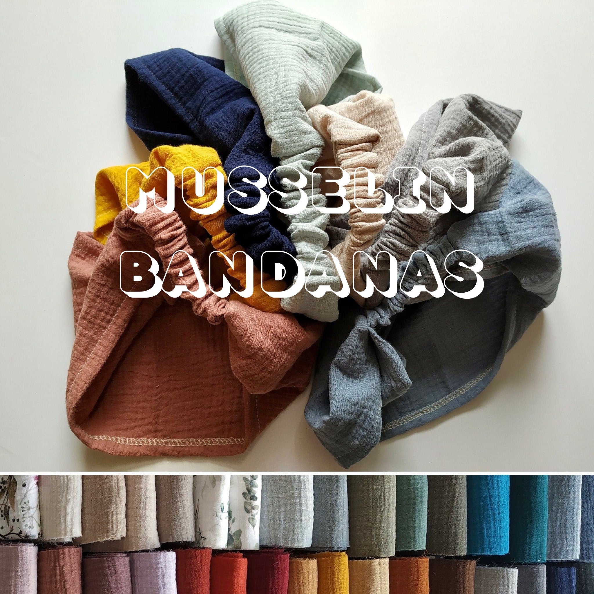 Musselin Kopftuch Bandana - gesäumt
