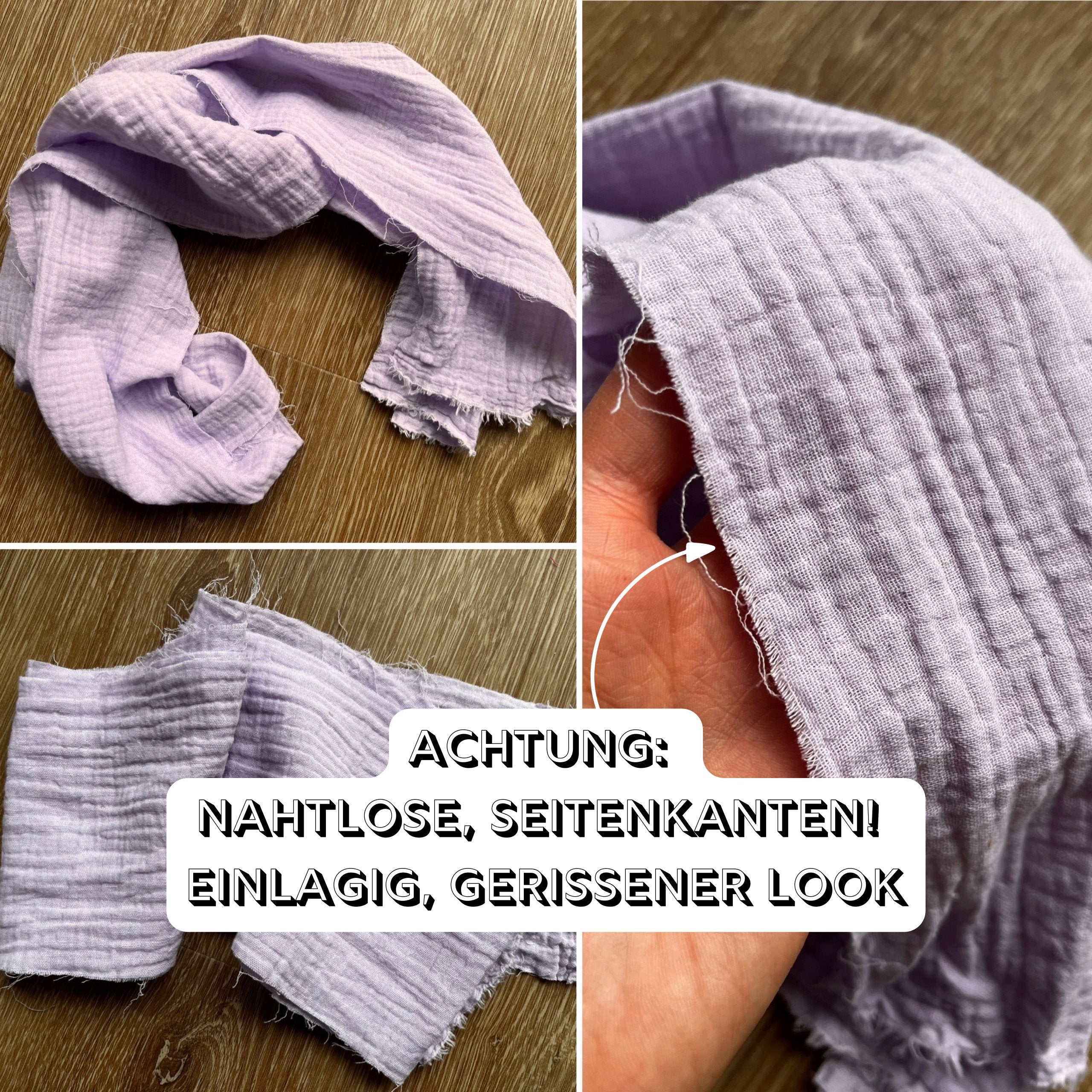 Musselin CUT Bindehaarband ohne Nähte