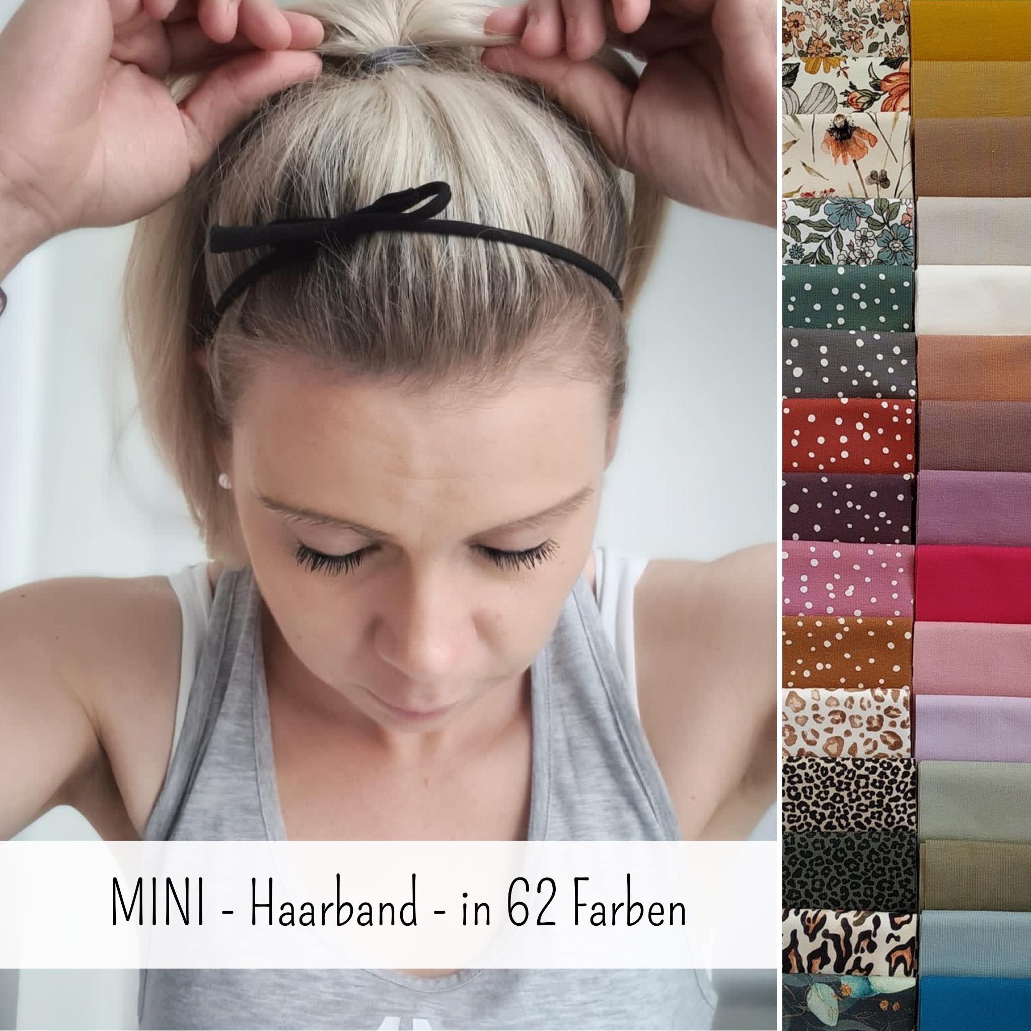 Minimalistisches Haarband – schmale Schleife OneSize – Uni (92% Baumwolle, 8% Elasthan) & Muster (95% Baumwolle, 5% Elasthan)