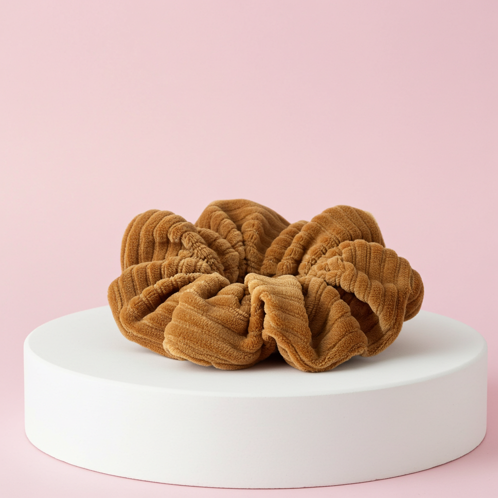 Scrunchie Cord Bernstein – handgemacht, weich, dehnbar, Haarband aus Cord