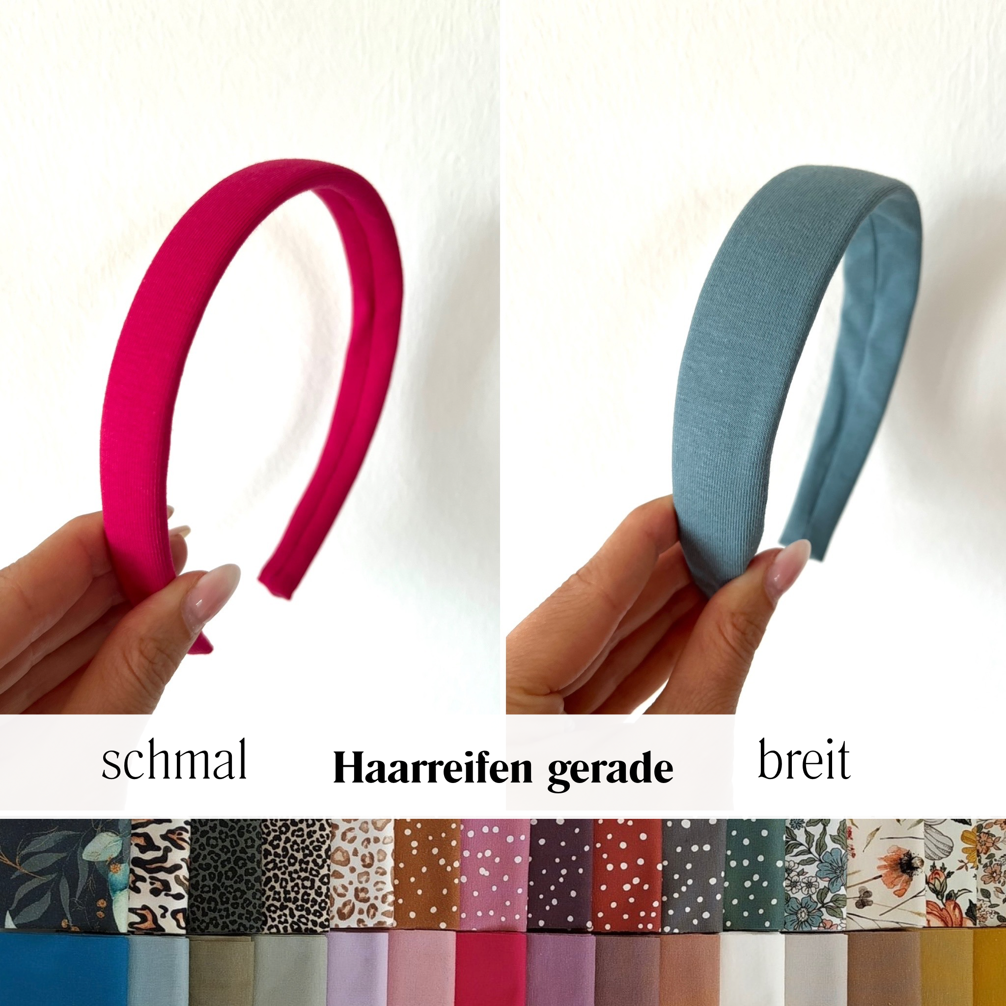 Haarreifen gerade- schmal o. breit