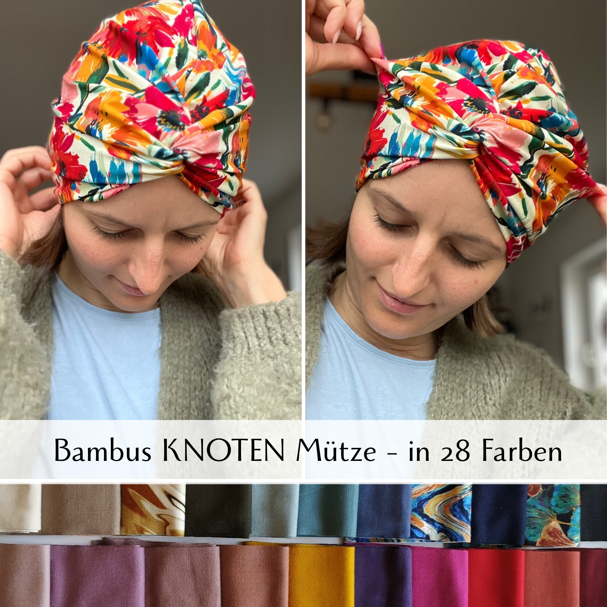 Bambus Knoten Turban Mütze