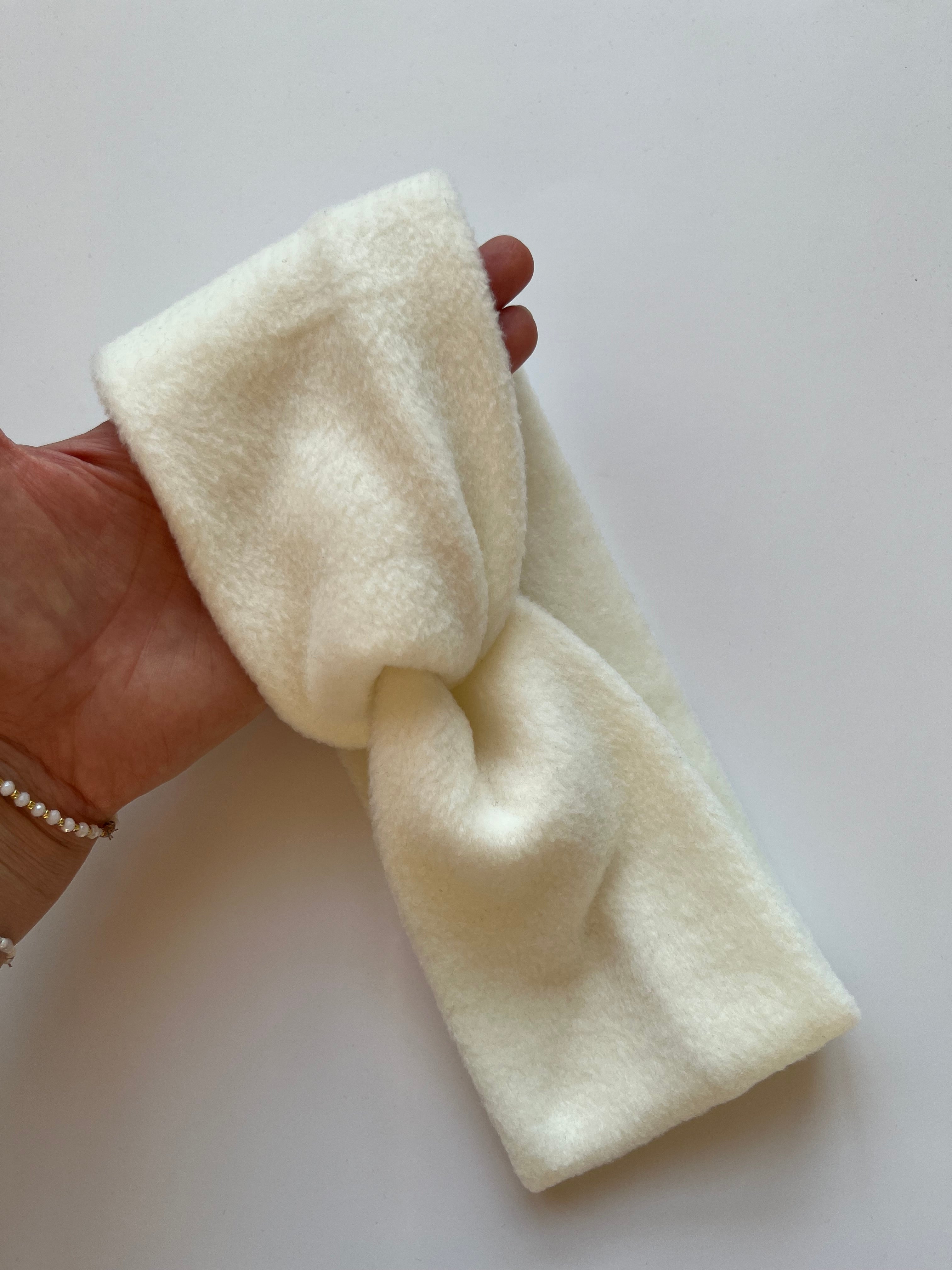 Fleece Stirnband Creme – handgefertigt, weich & warm, Winter Stirnband Damen
