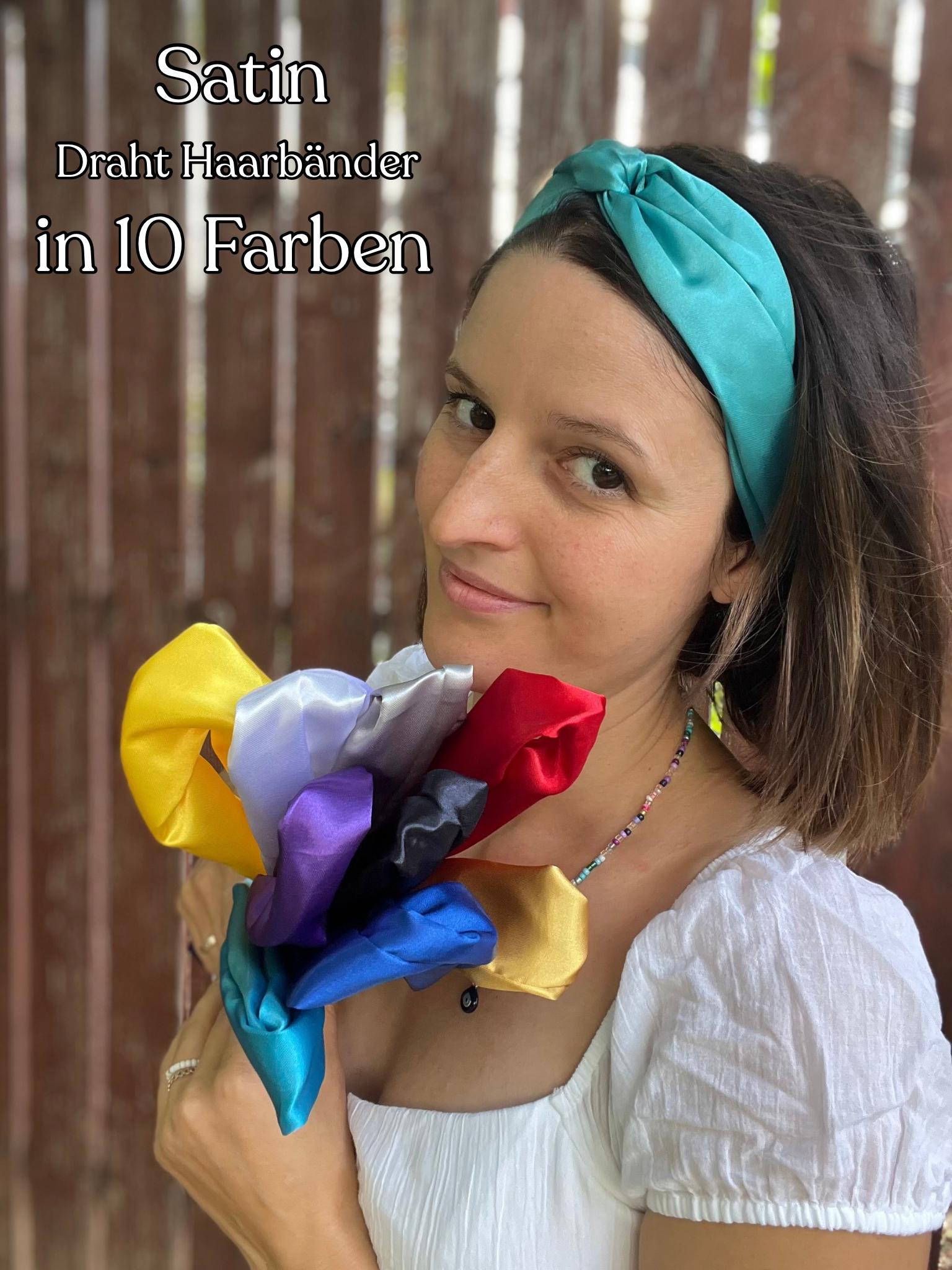 Satin Drahthaarband in 10 Farben