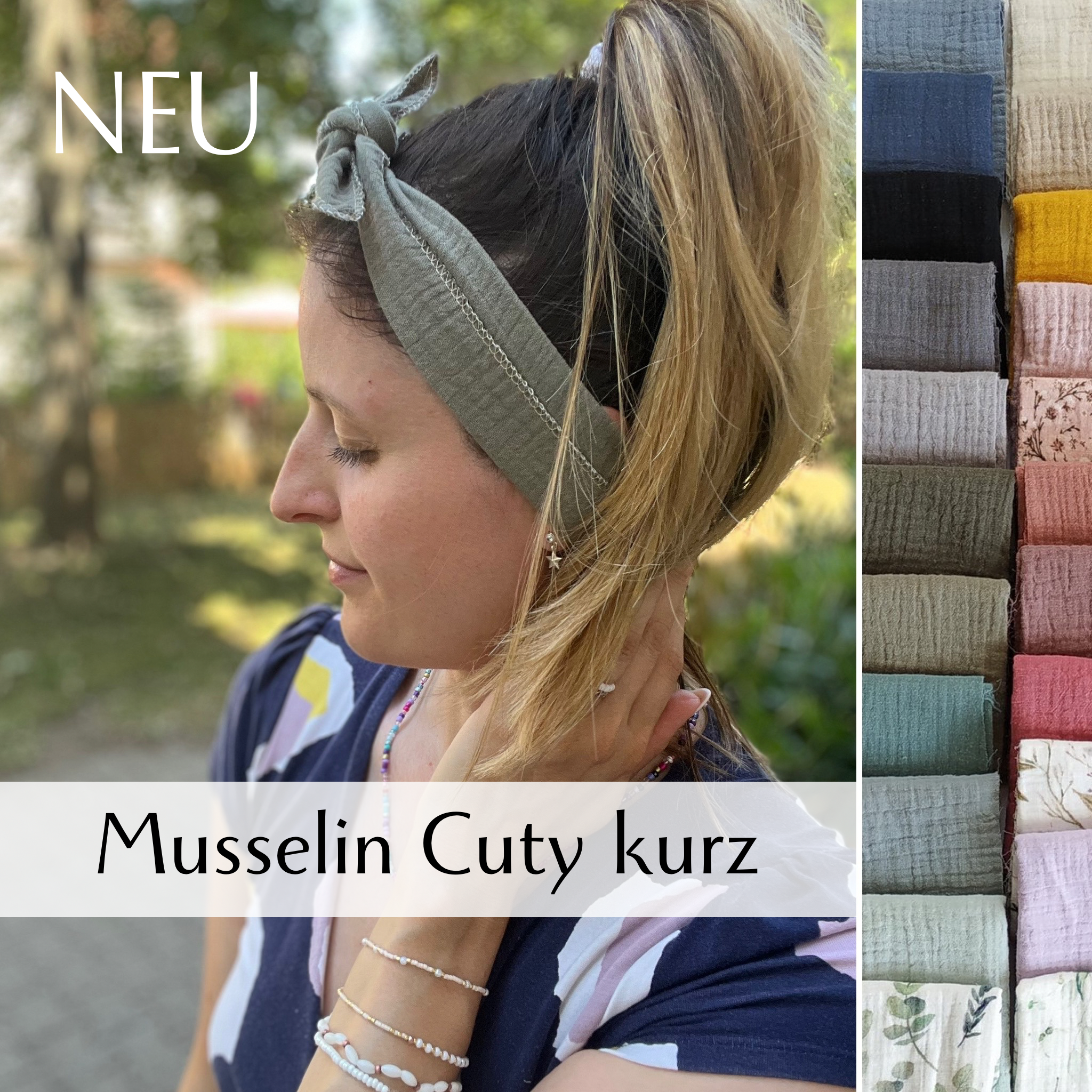 kurzes CUTY Musselin Bindehaarband zum Aktionspreis
