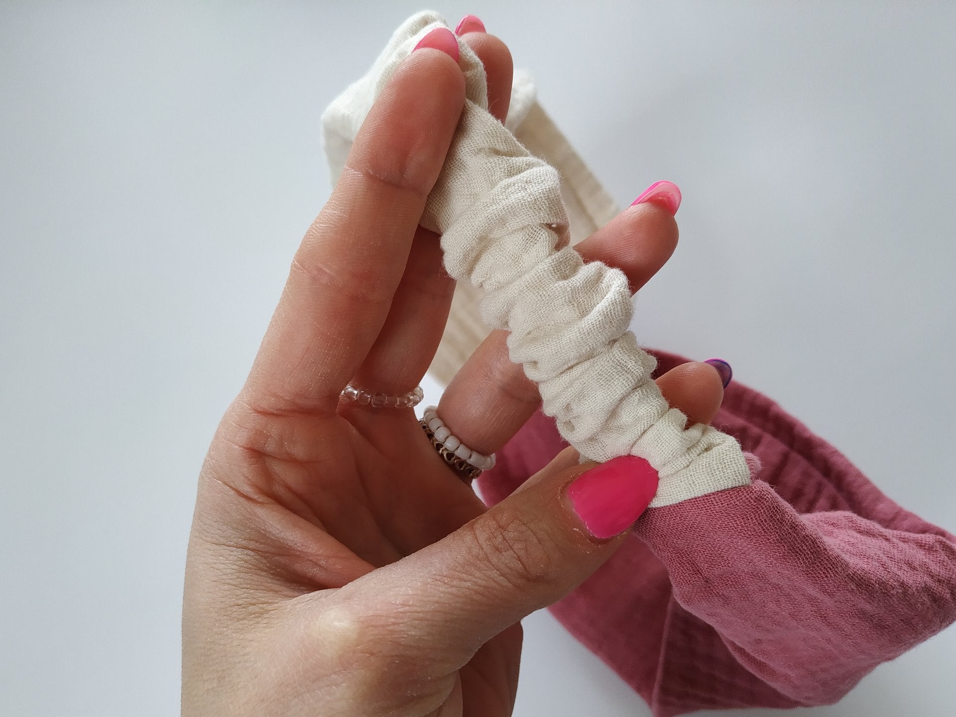 2‑farbiges Musselin Haarband – handgemacht, dehnbar & vielseitig