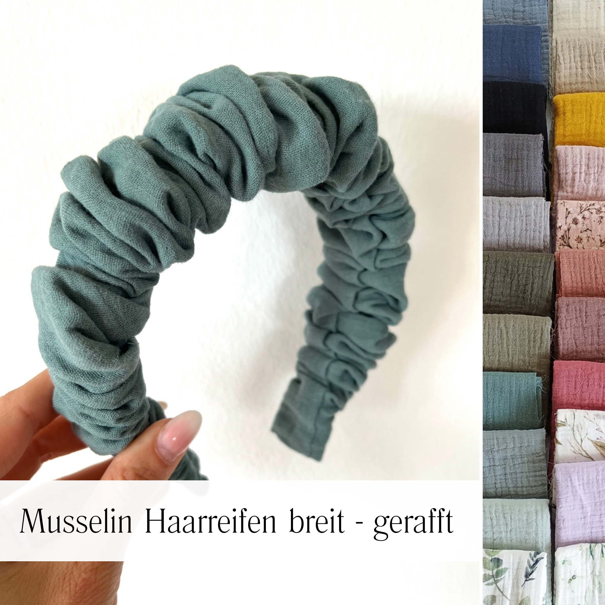 Musselin Haarreifen gerafft (voluminös)