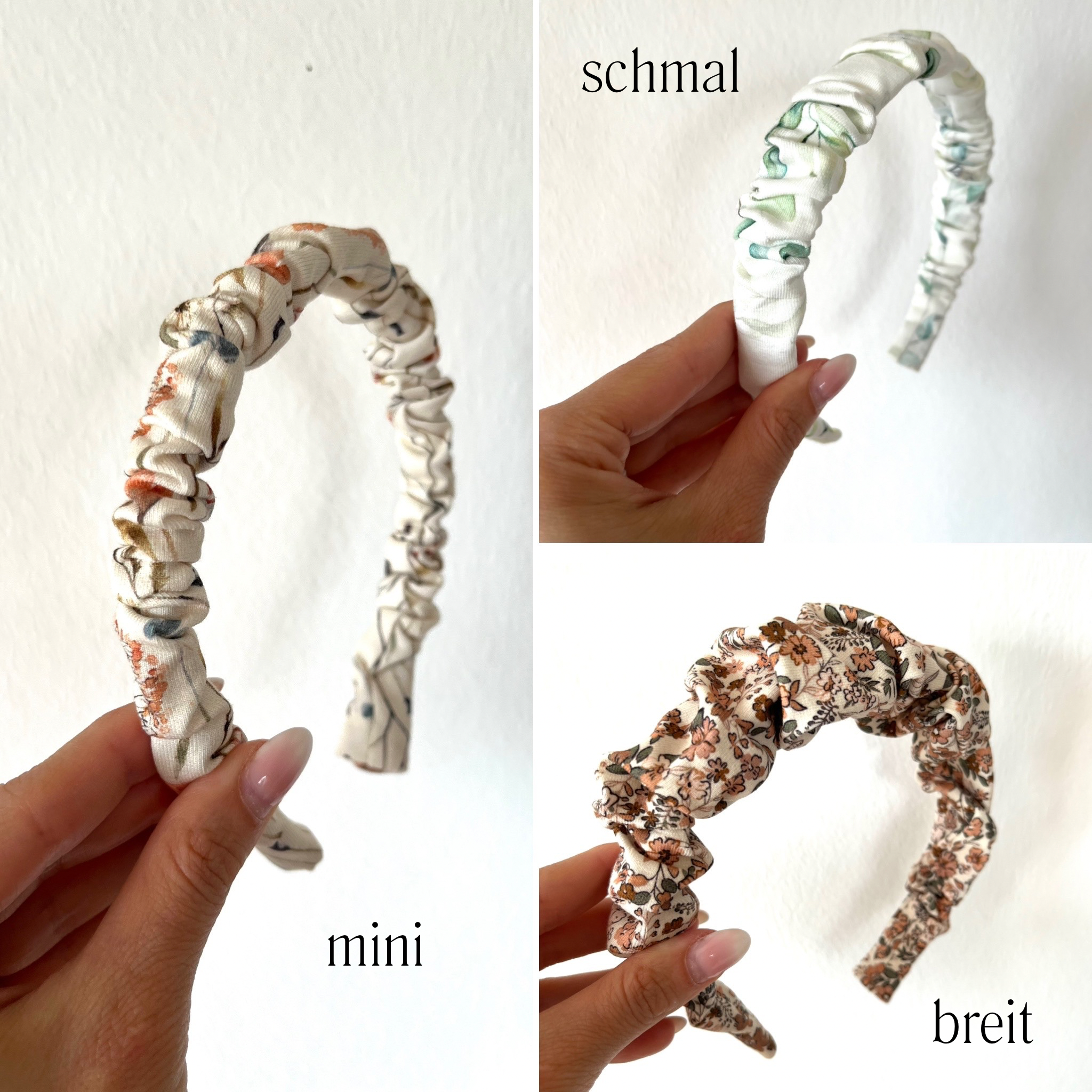 Haarreifen gerafft - mini, schmal o. breit