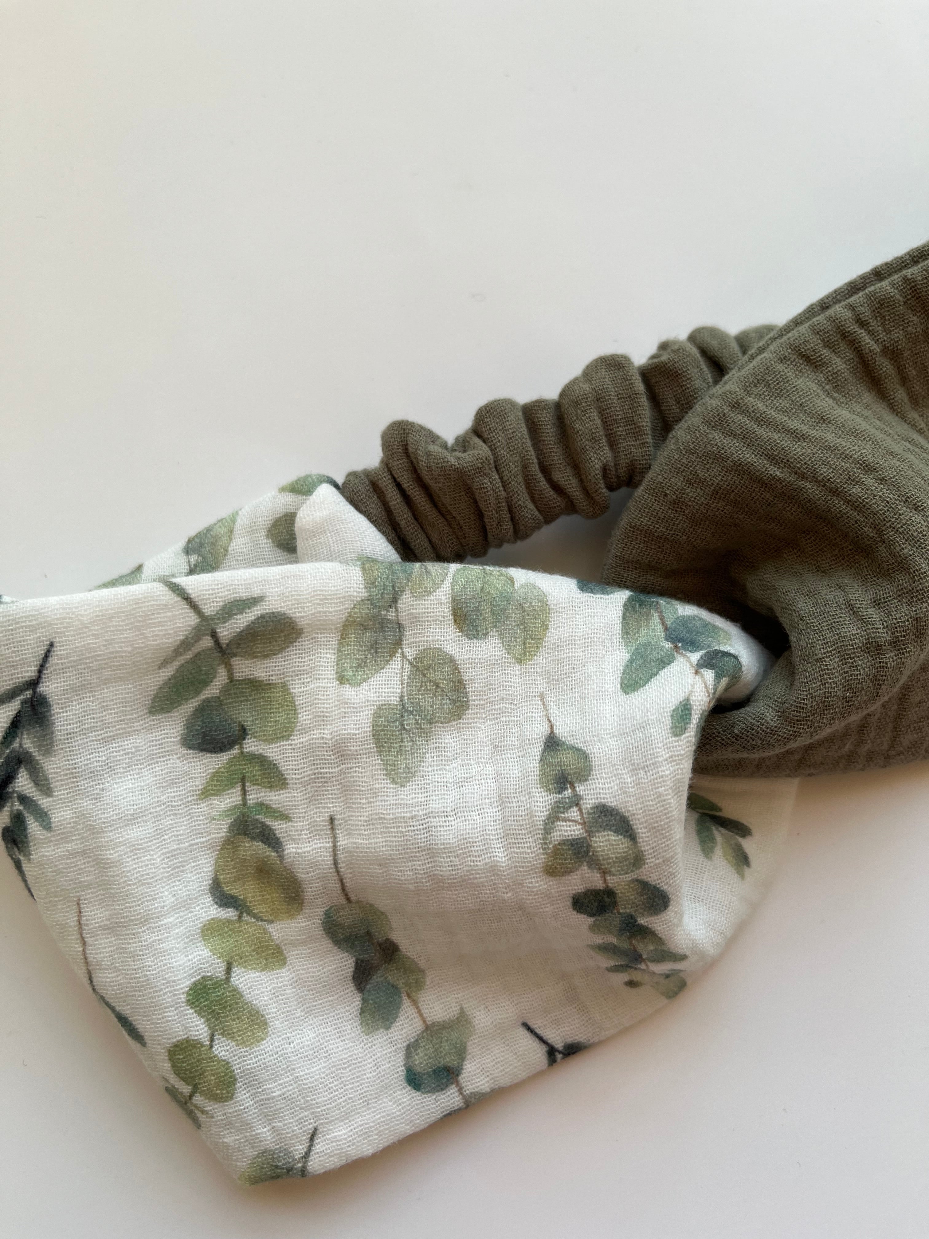 2‑farbiges Musselin Haarband – handgemacht, dehnbar & weich