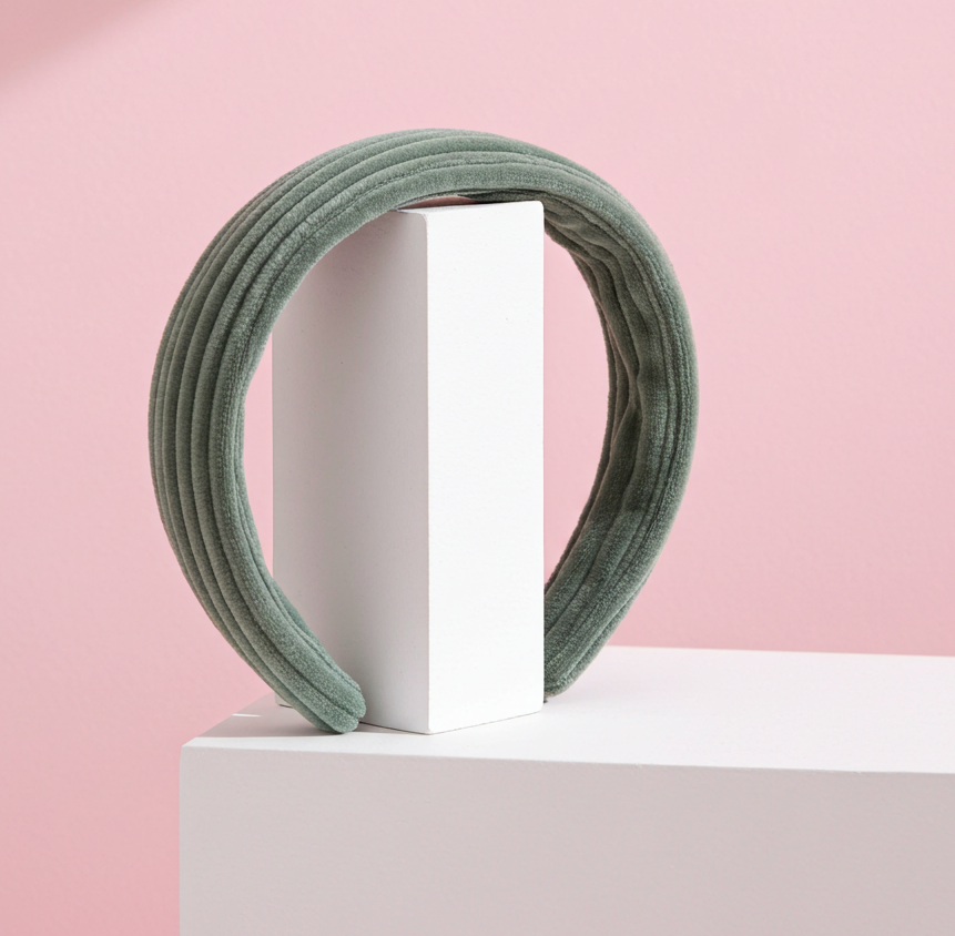 Cord Haarreifen Khaki gerade