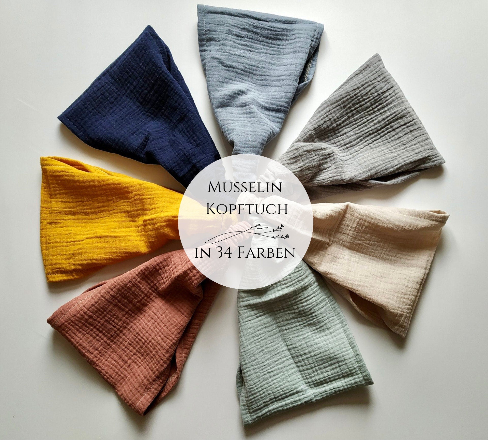 Musselin Kopftuch Bandana - gesäumt