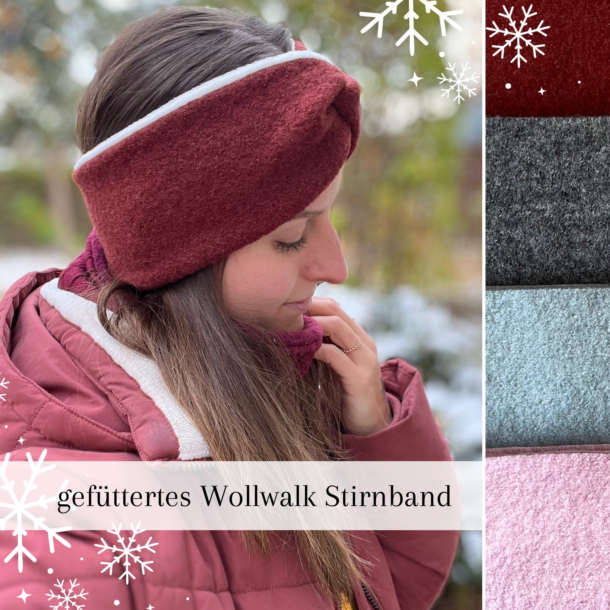 Wollwalk Stirnband gefüttert