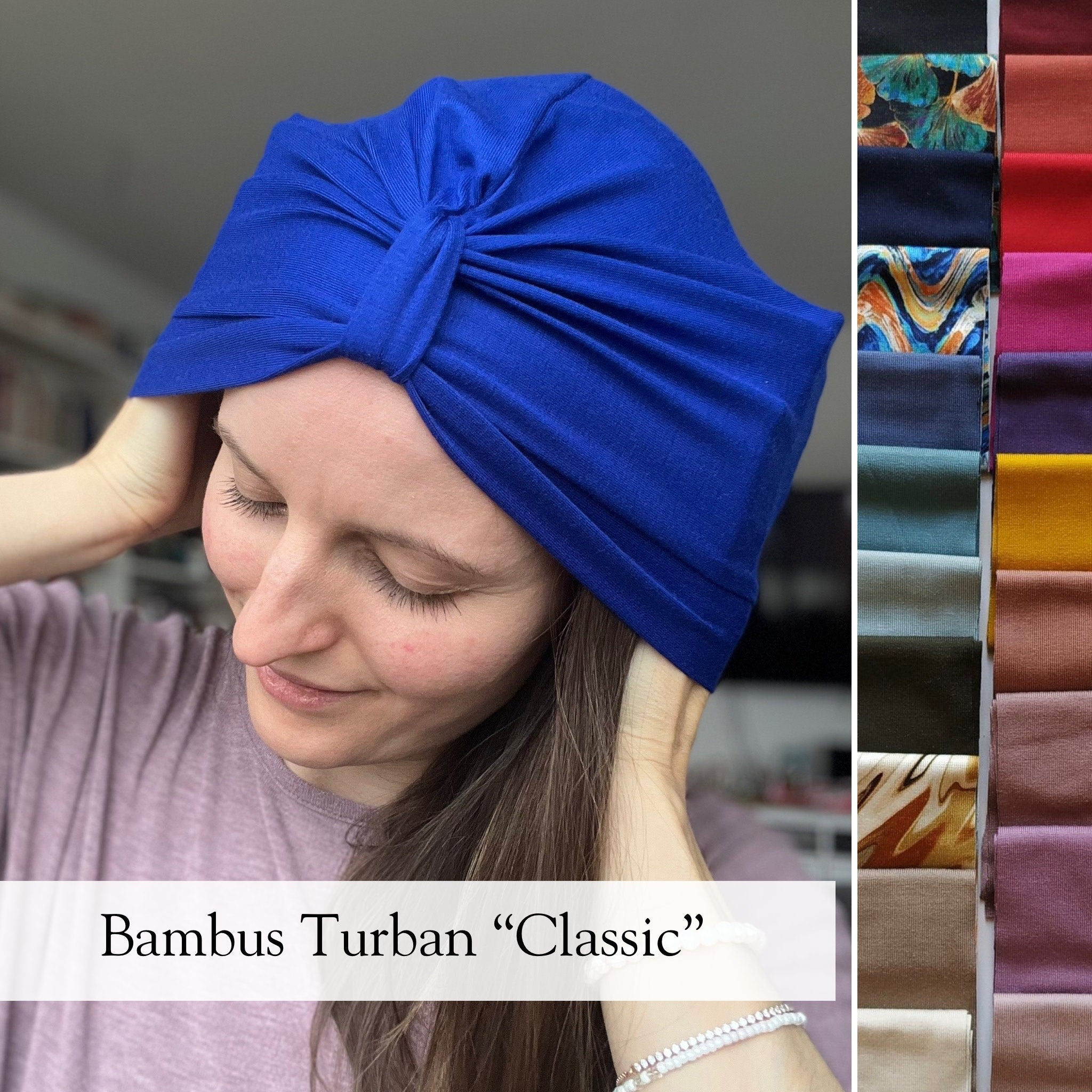 Klassische Bambus Turban Mütze mit Bündchen