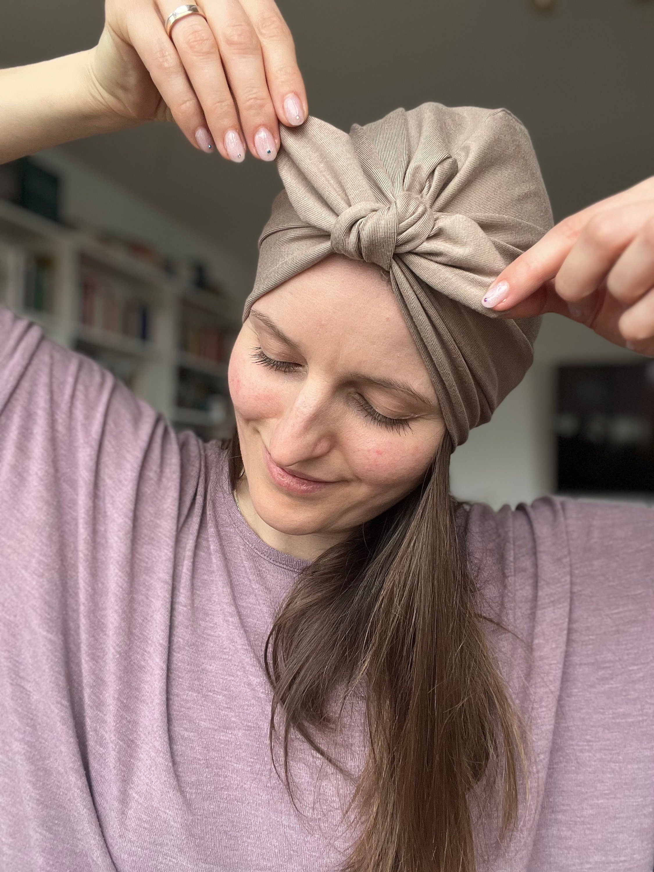 Bambus Schleifen Turban Mütze mit Bündchen