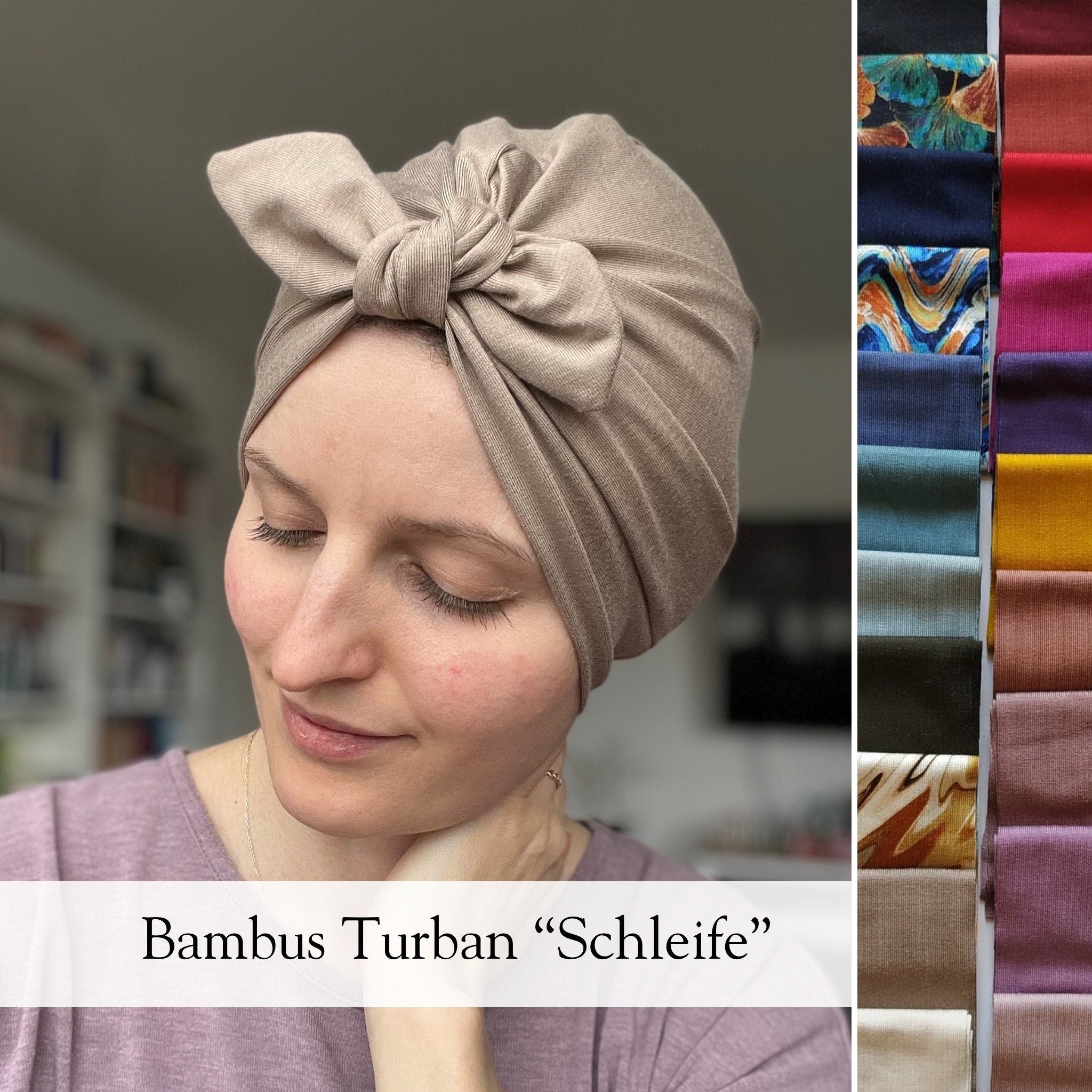 Bambus Schleifen Turban Mütze mit Bündchen