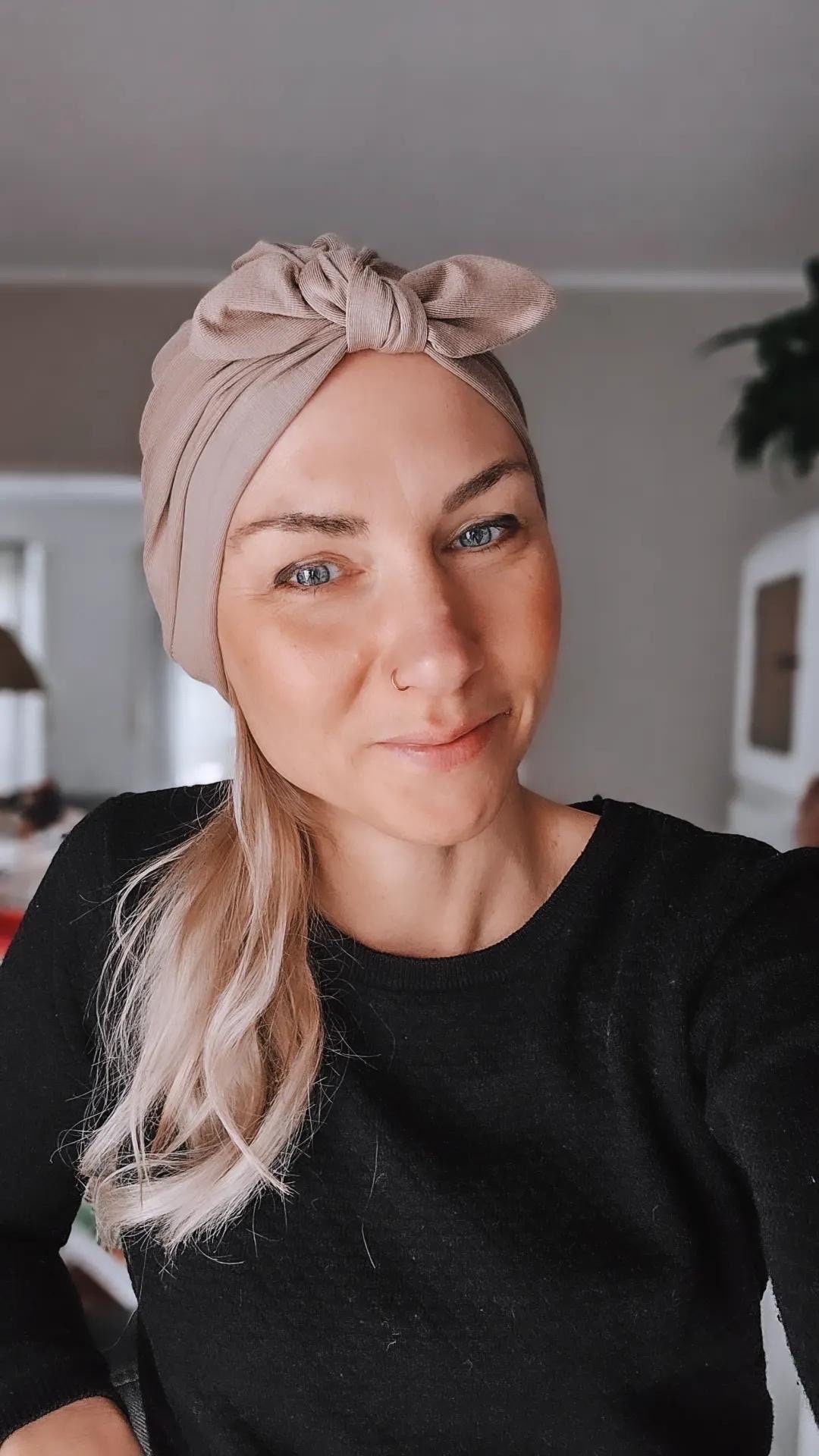 Bambus Schleifen Turban Mütze mit Bündchen