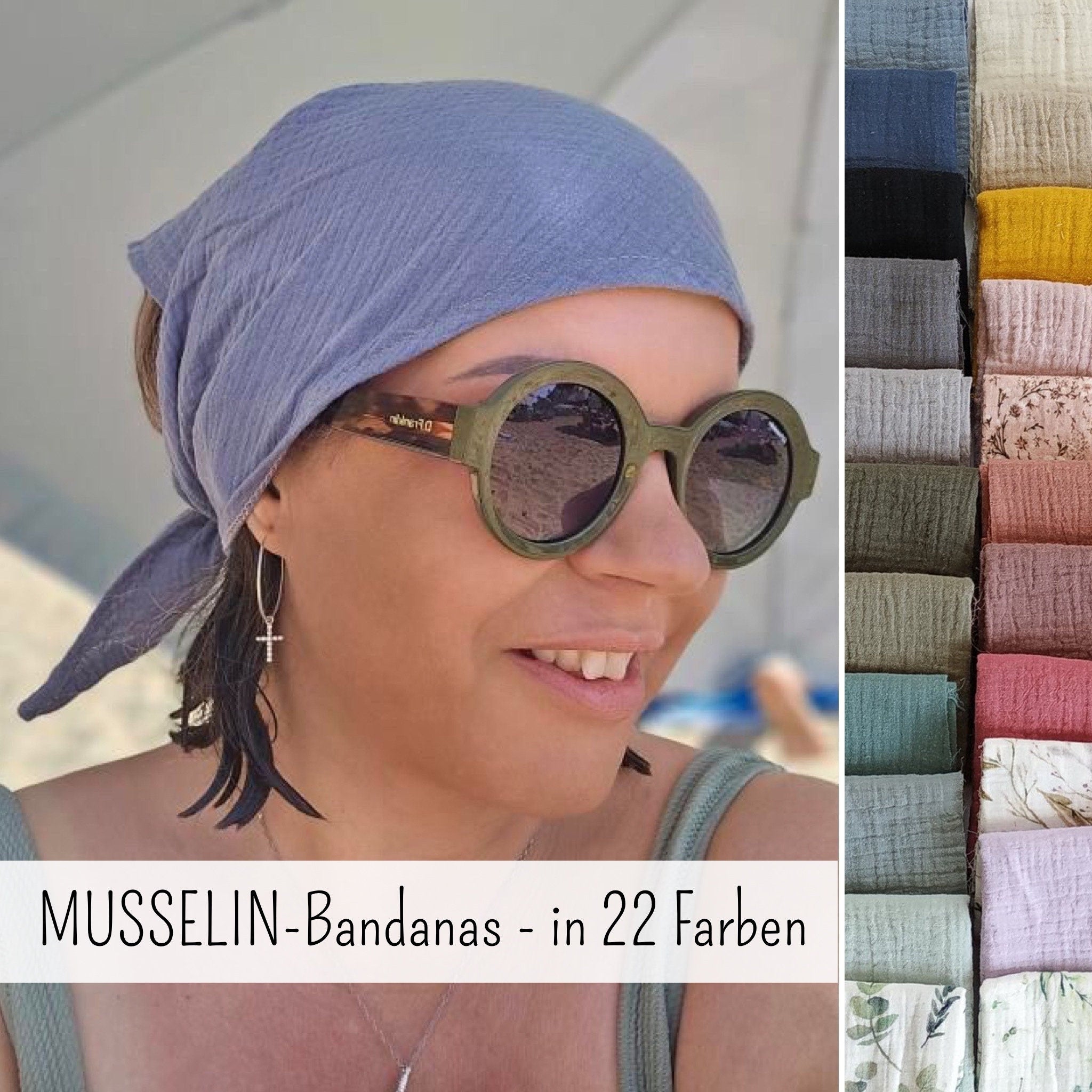 Musselin Kopftuch „LOTTA“ zum binden,