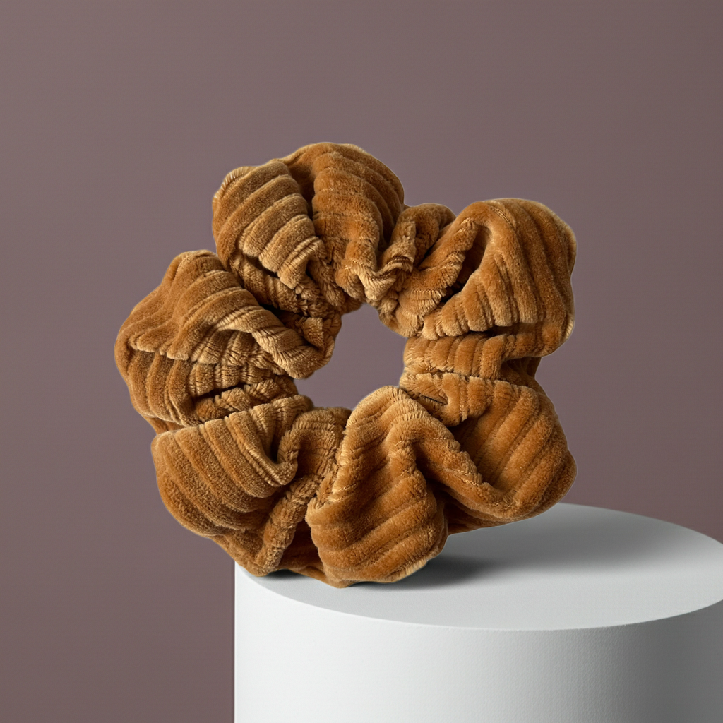 Scrunchie Cord Bernstein – weich, dehnbar & handgefertigt